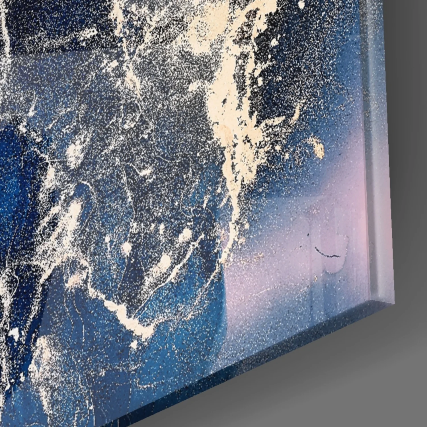 Navy Silver Ink Splash Glass Wall Art - Image 8