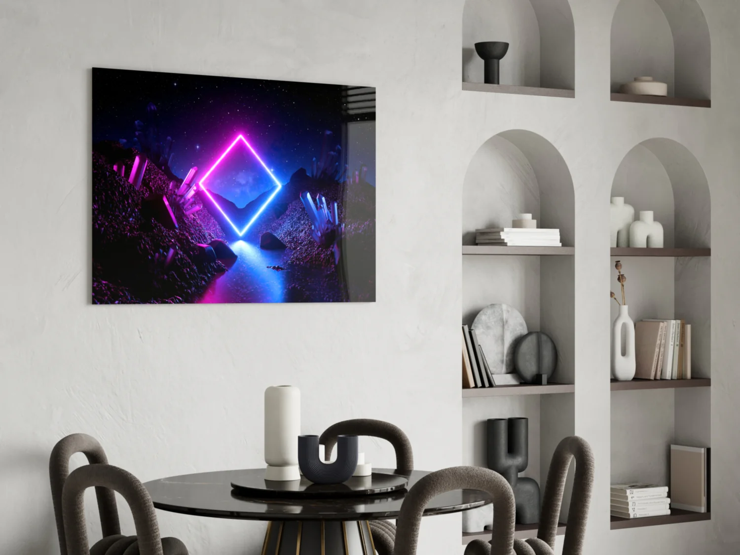 Neon Diamond Cosmic Portal Glass Wall Art - Image 5
