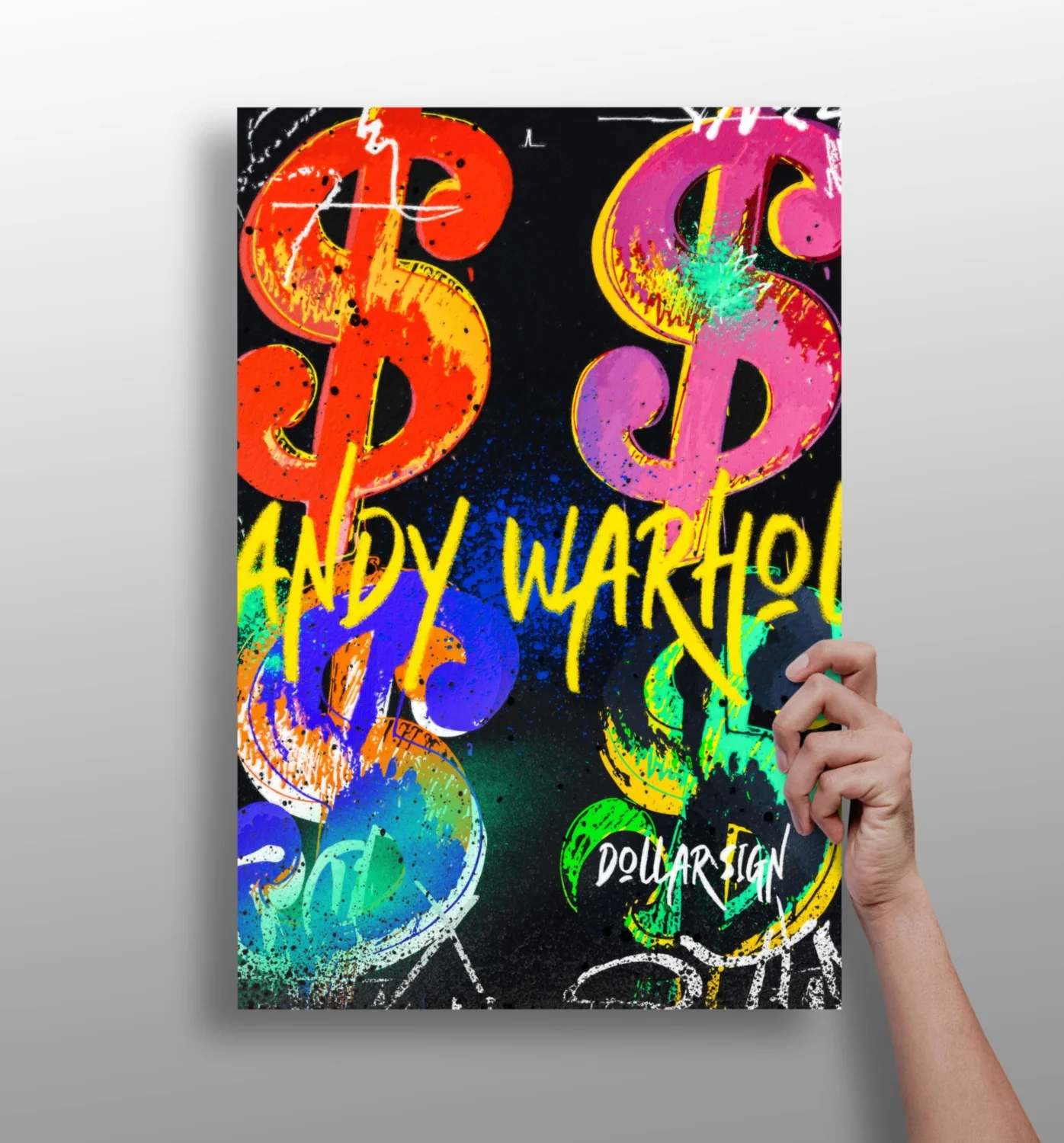 Neon Dollar Signs Aluminum Print