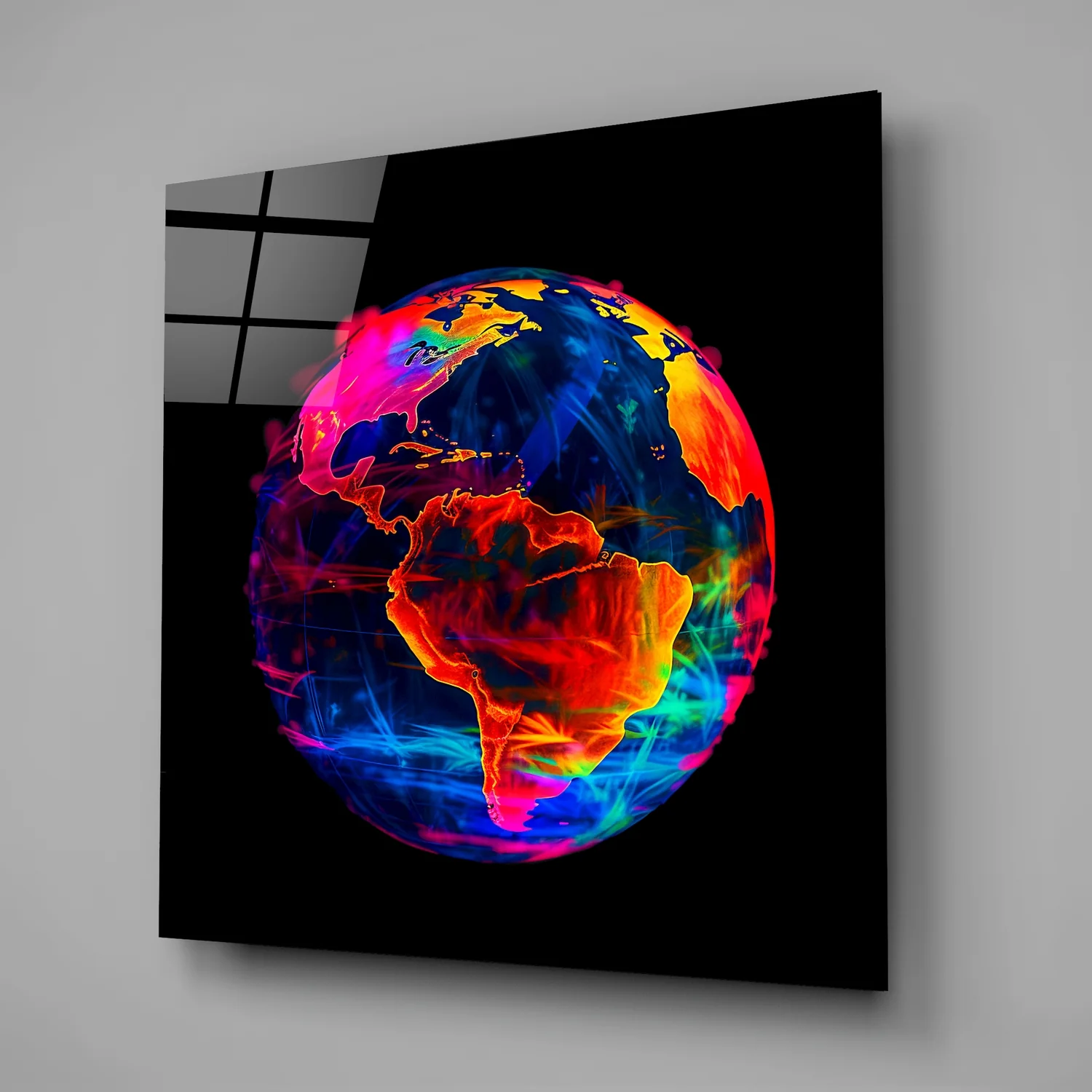 Neon Earth Glass Wall Art|| Designer's Collection - Image 2