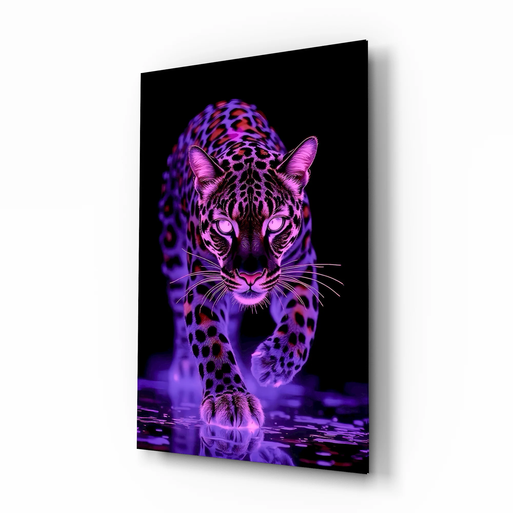 Neon Leopard Glass Wall Art - Image 2