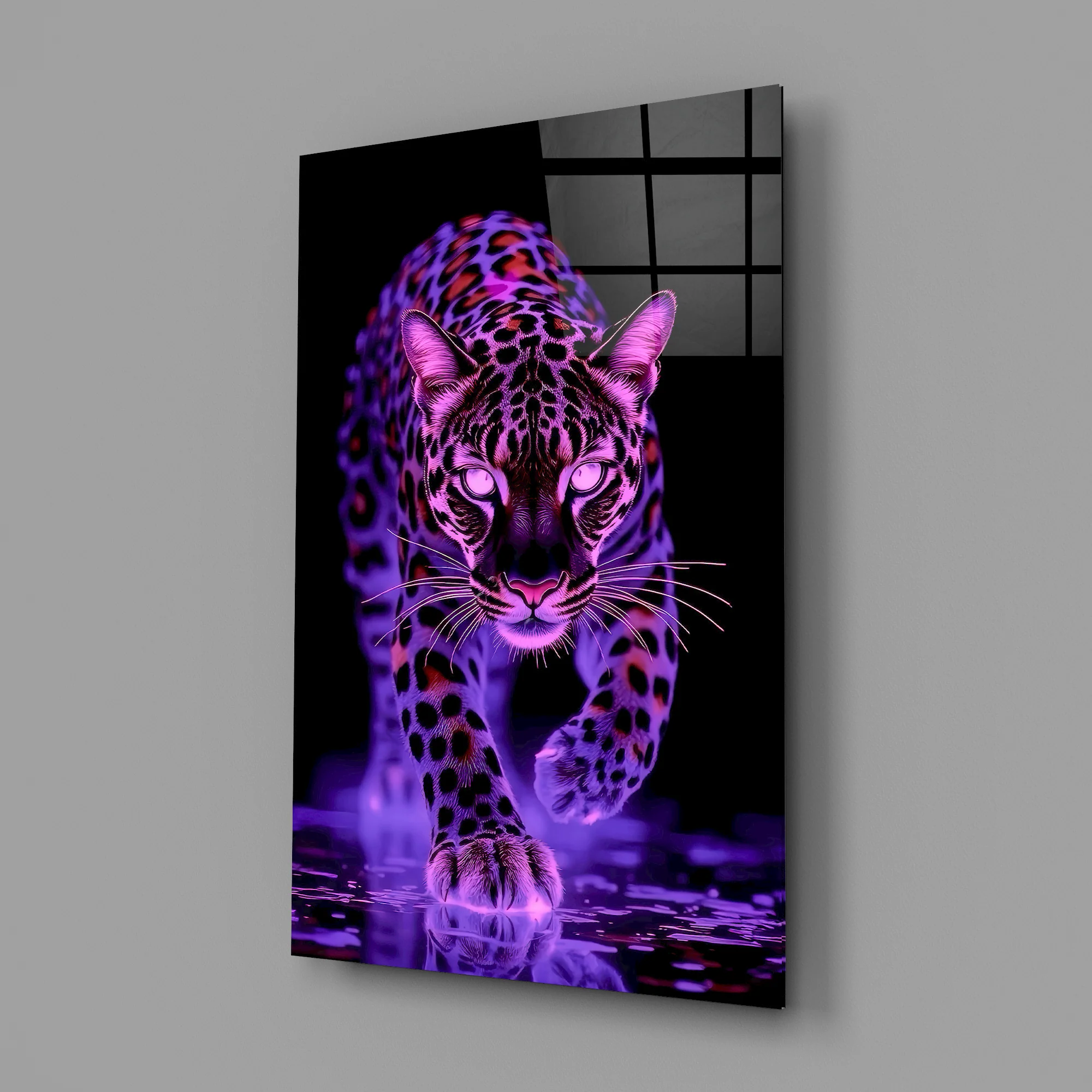 Neon Leopard Glass Wall Art - Image 3