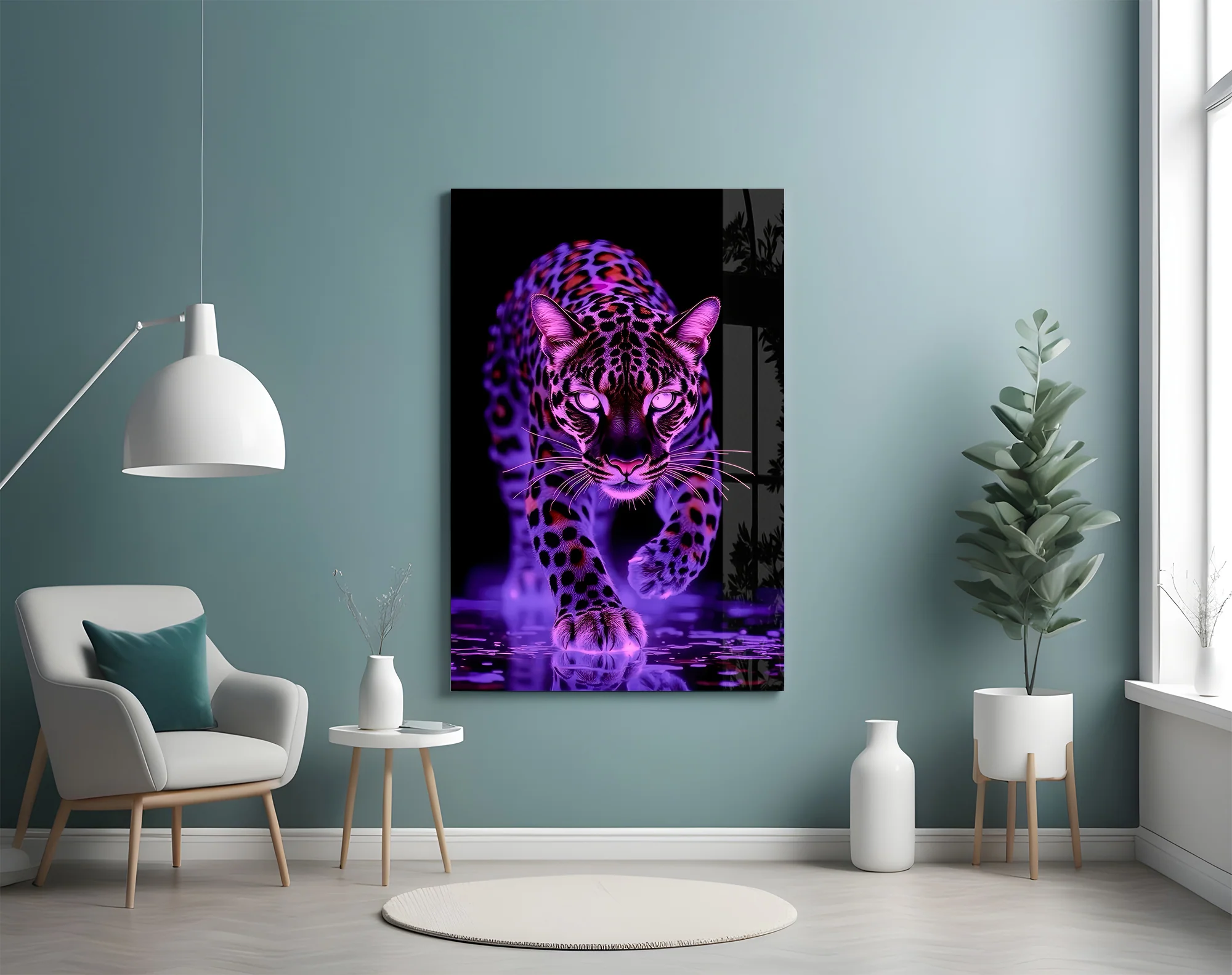 Neon Leopard Glass Wall Art - Image 5