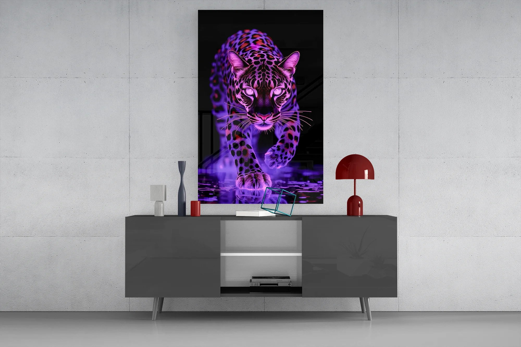 Neon Leopard Glass Wall Art - Image 9