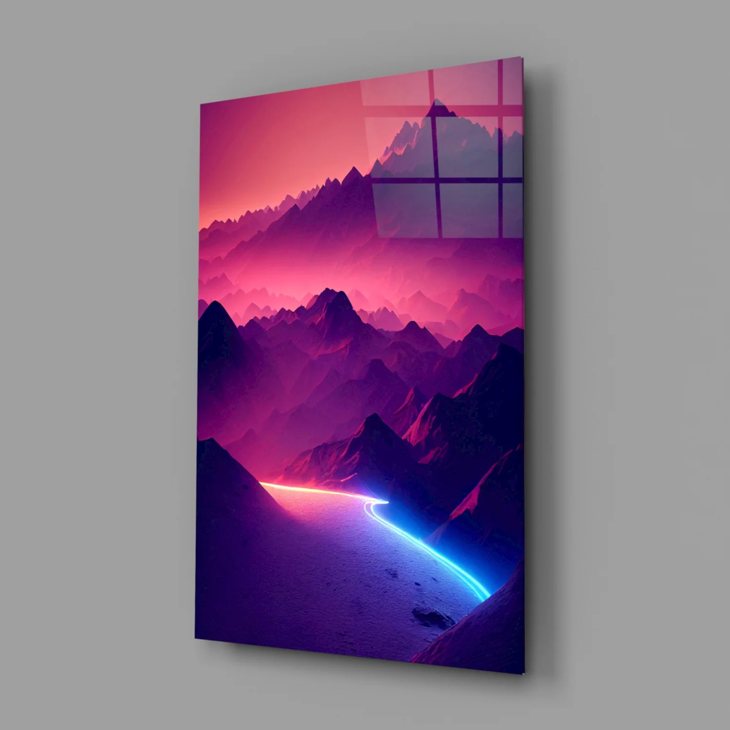 Neon Mountain Horizon Glass Wall Art - Image 2