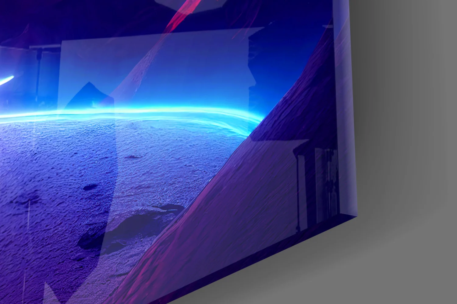 Neon Mountain Horizon Glass Wall Art - Image 3