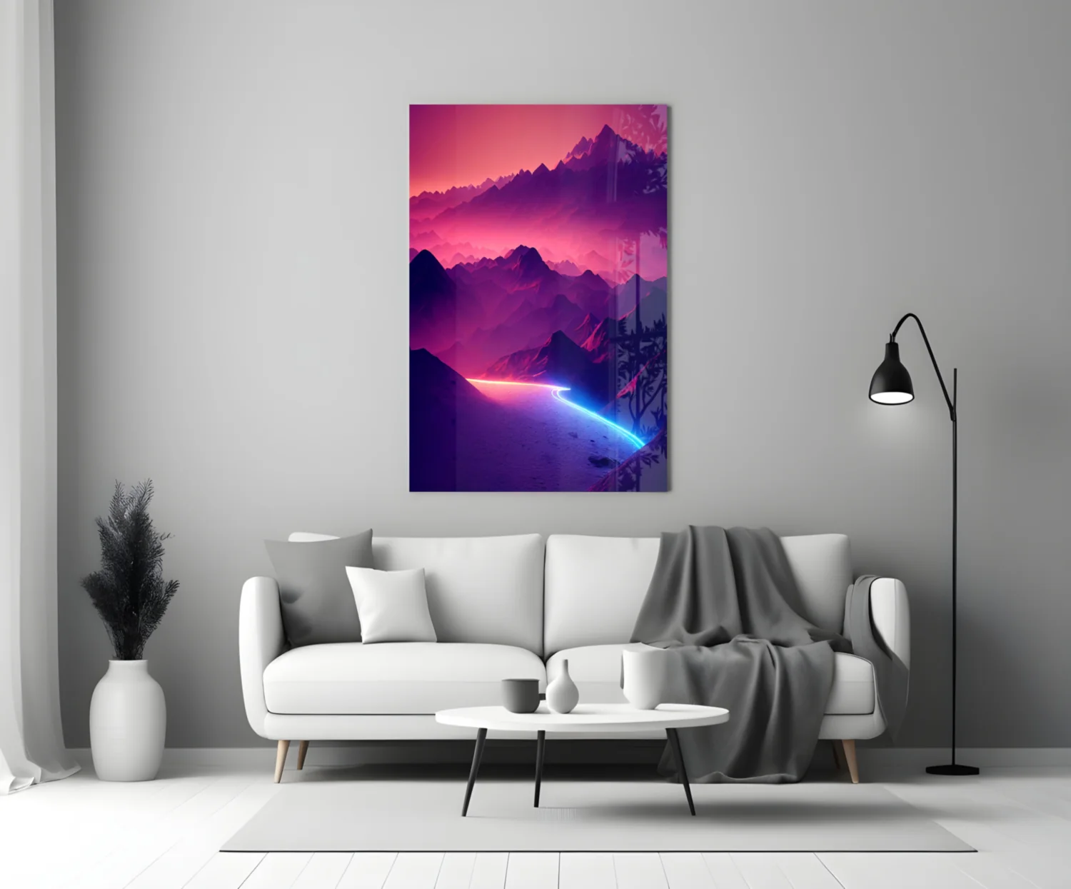 Neon Mountain Horizon Glass Wall Art - Image 5