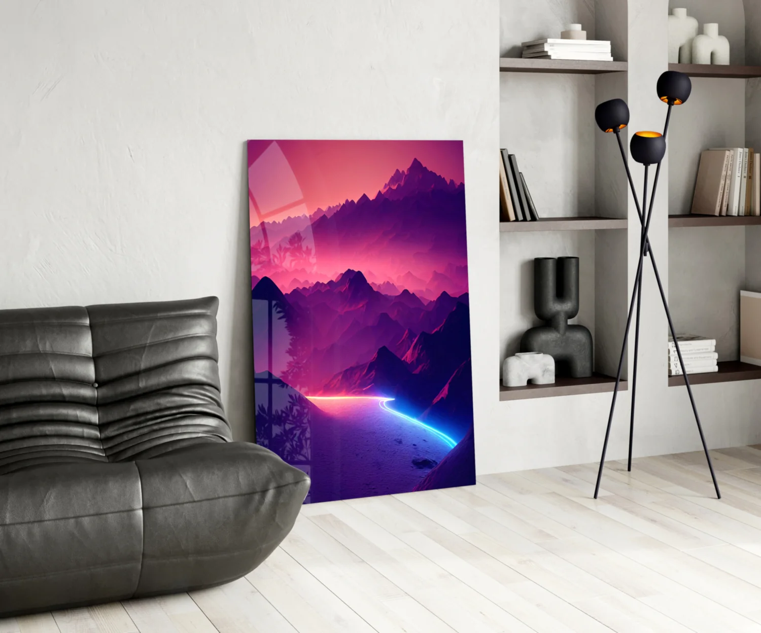 Neon Mountain Horizon Glass Wall Art - Image 6