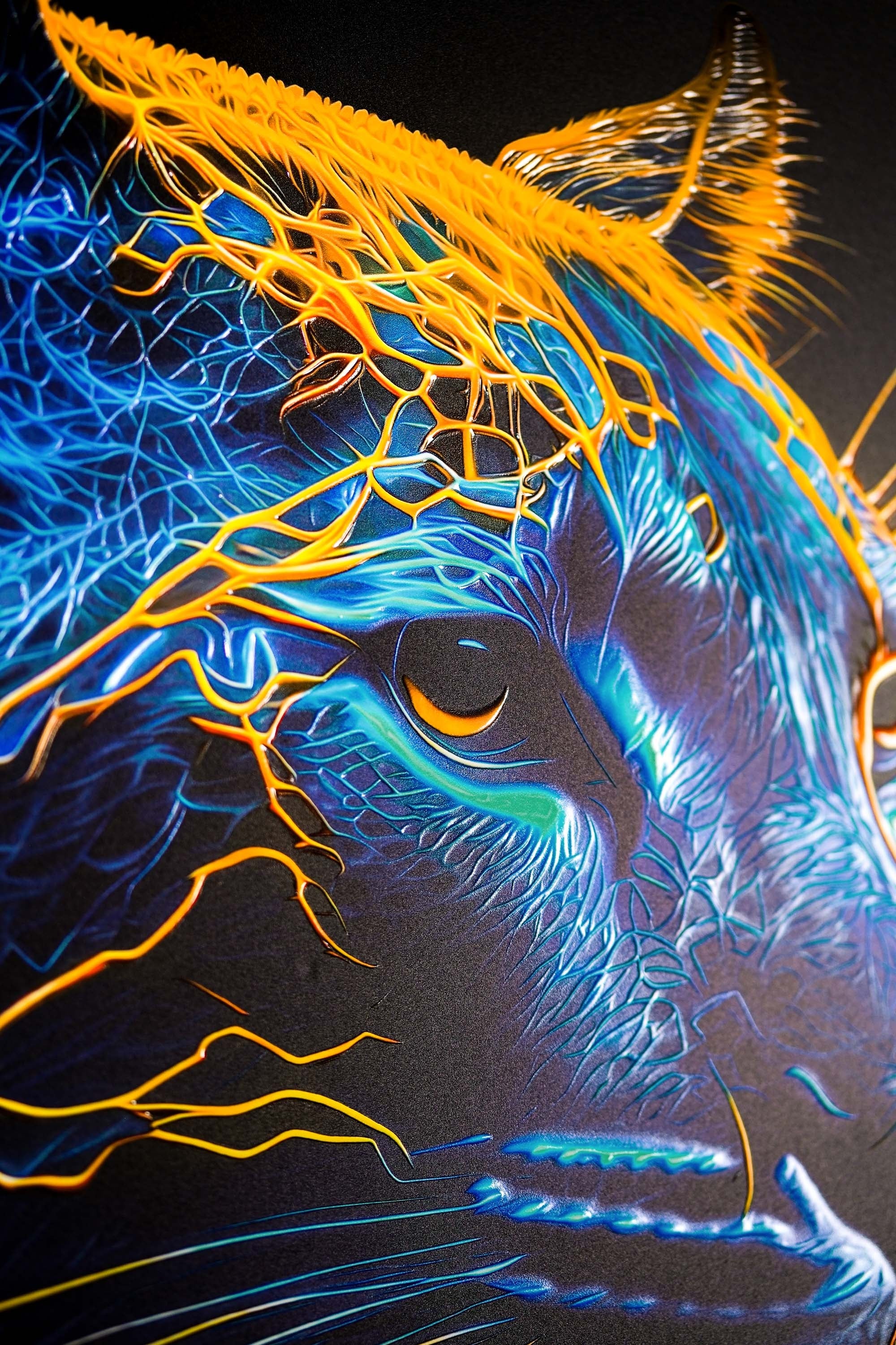 Neon Panther Pulse — 3D Haptic Embossed High-Gloss Luxury Wall Art - Image 2