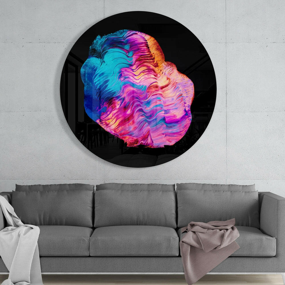Neon Pink Blue Fluid Wave Glass Wall Art - Image 3