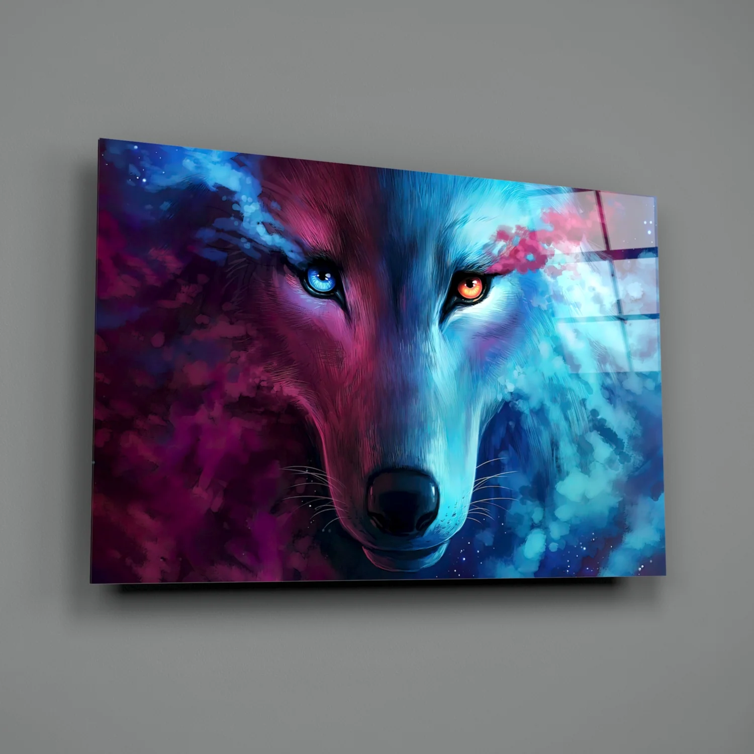 Neon Smoke Wolf Glass Wall Art - Image 3