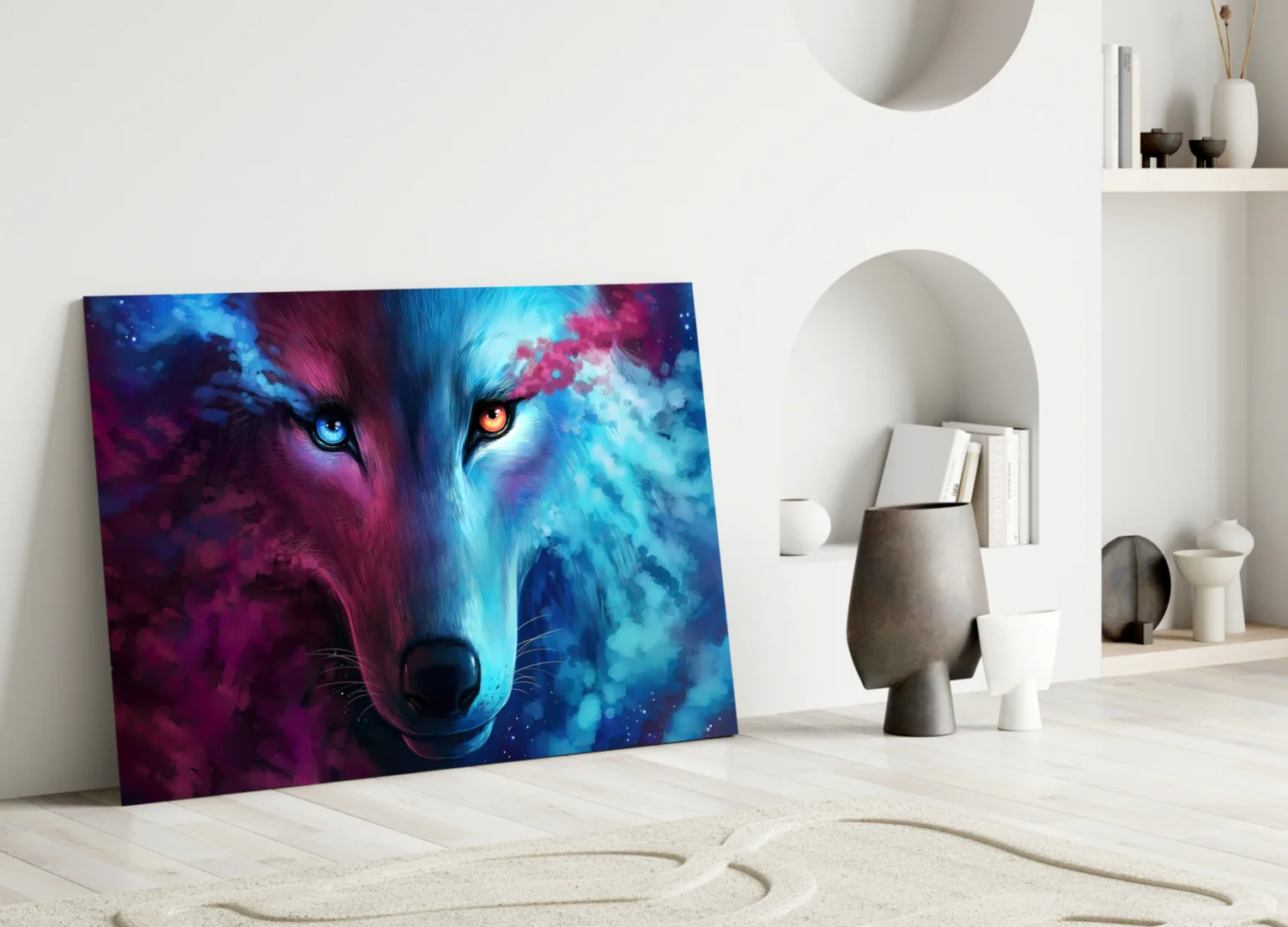 Neon Smoke Wolf Glass Wall Art - Image 4