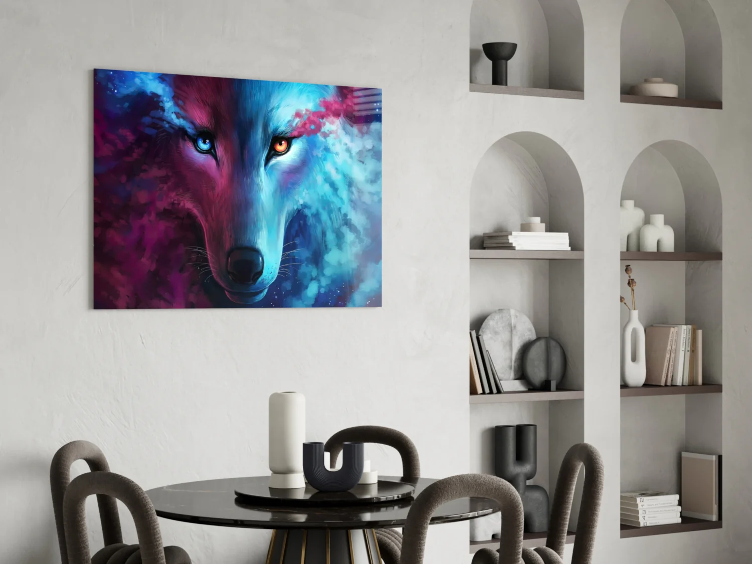 Neon Smoke Wolf Glass Wall Art - Image 6