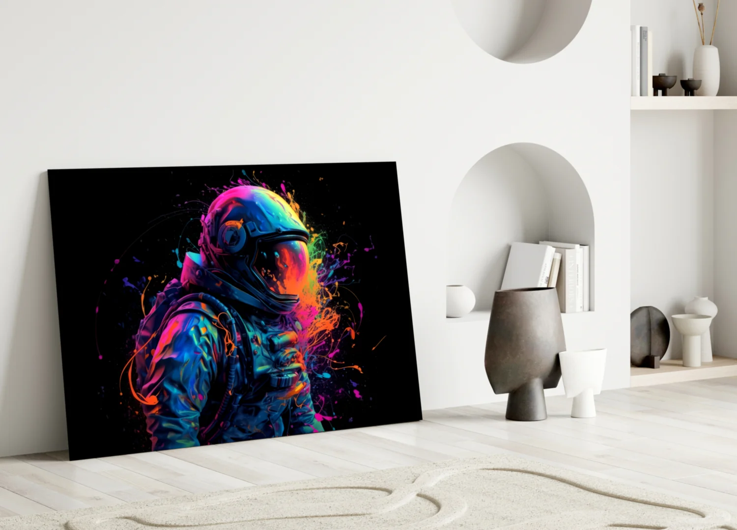 Neon Splash Astronaut Glass Wall Art - Image 3