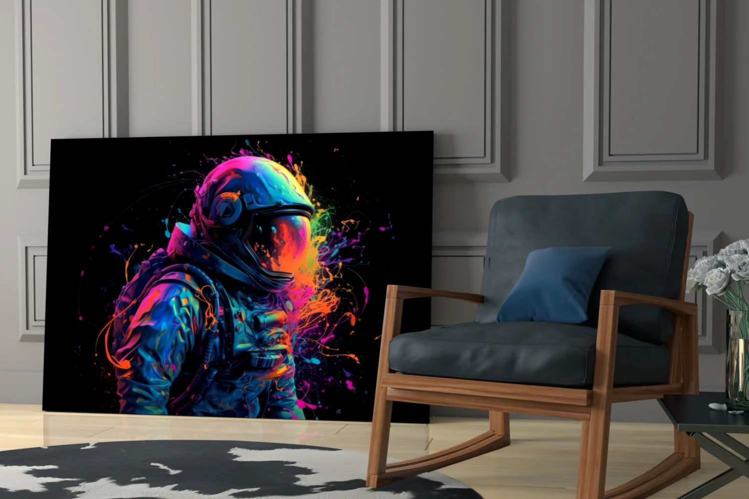Neon Splash Astronaut Glass Wall Art - Image 6