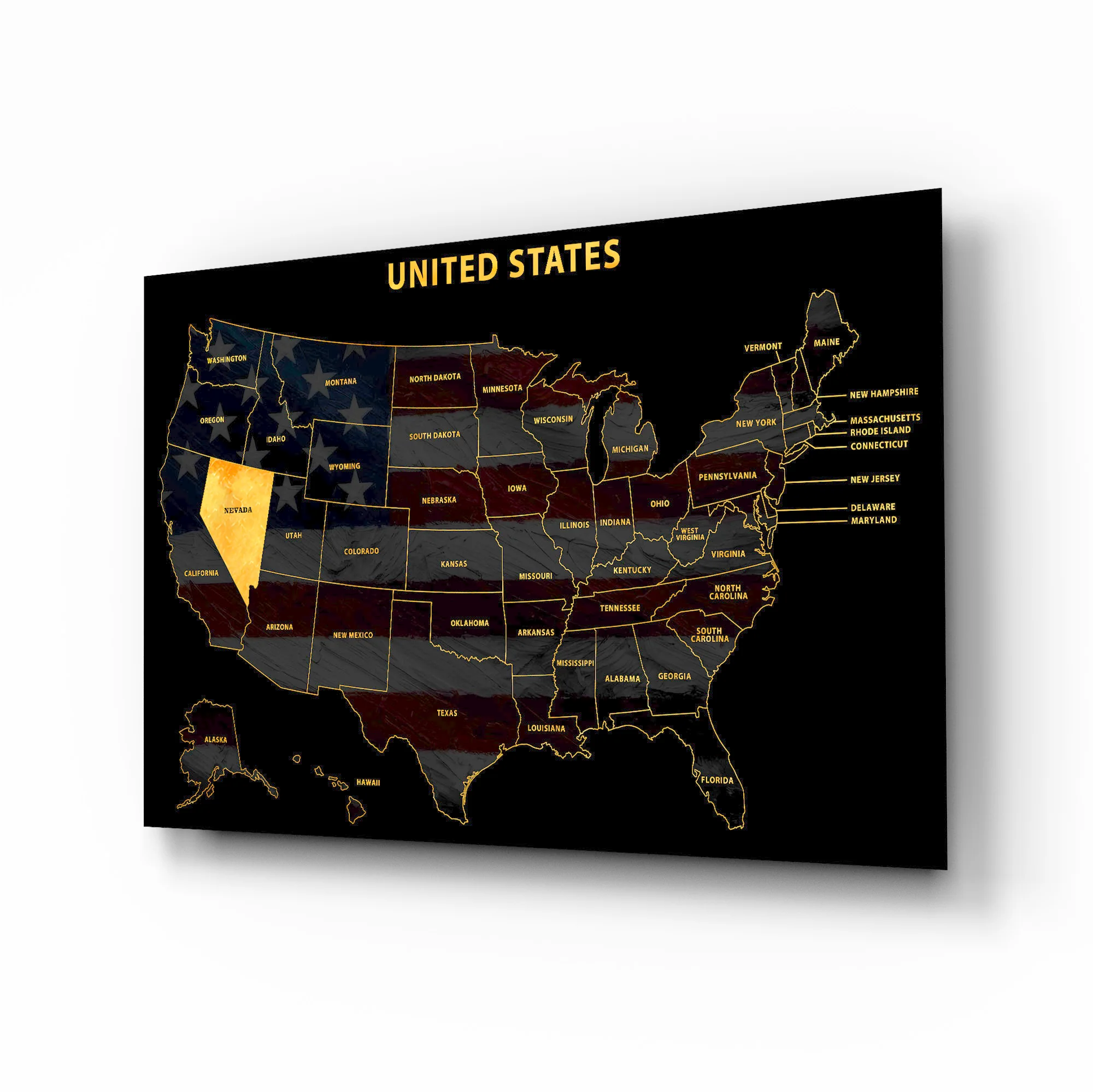 Nevada State Map — Haptic 3D Embossed Metal Wall Art - Image 2