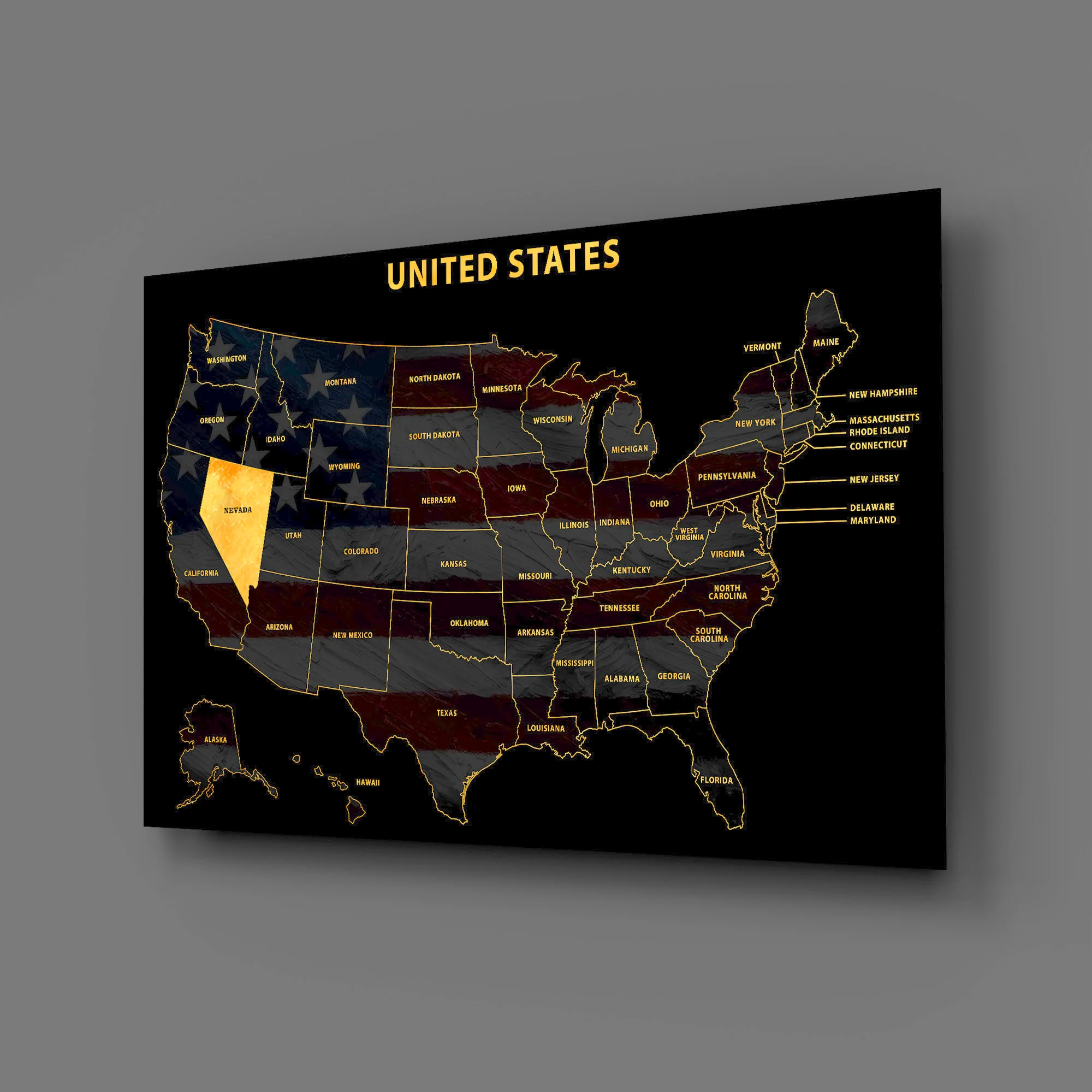 Nevada State Map — Haptic 3D Embossed Metal Wall Art - Image 3