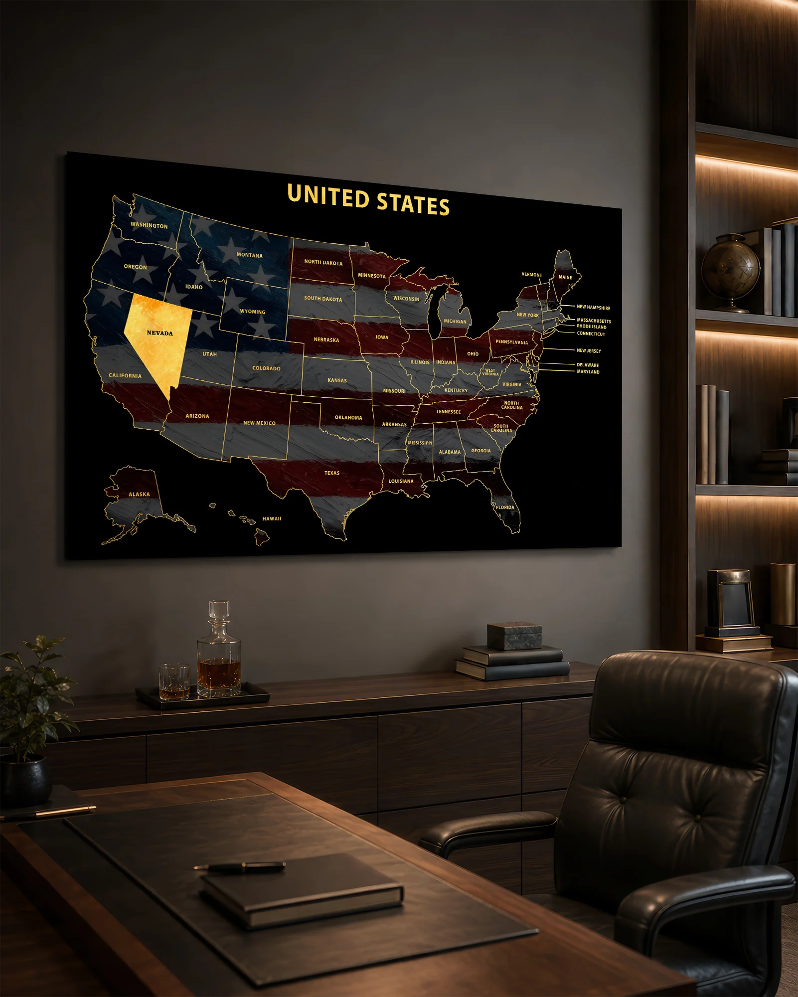 Nevada State Map — Haptic 3D Embossed Metal Wall Art - Image 4