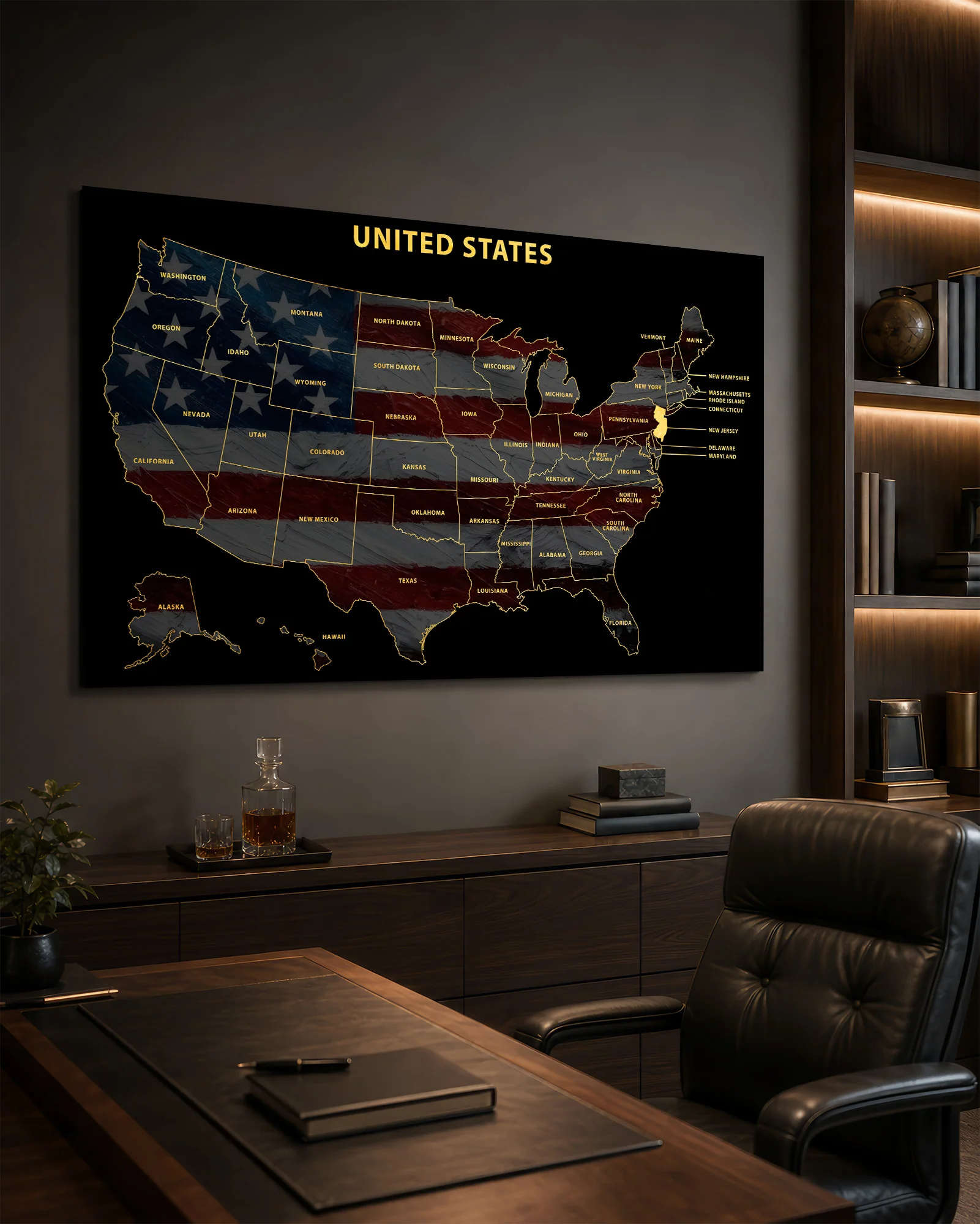 New Jersey State Map — Haptic 3D Embossed Metal Wall Art - Image 4