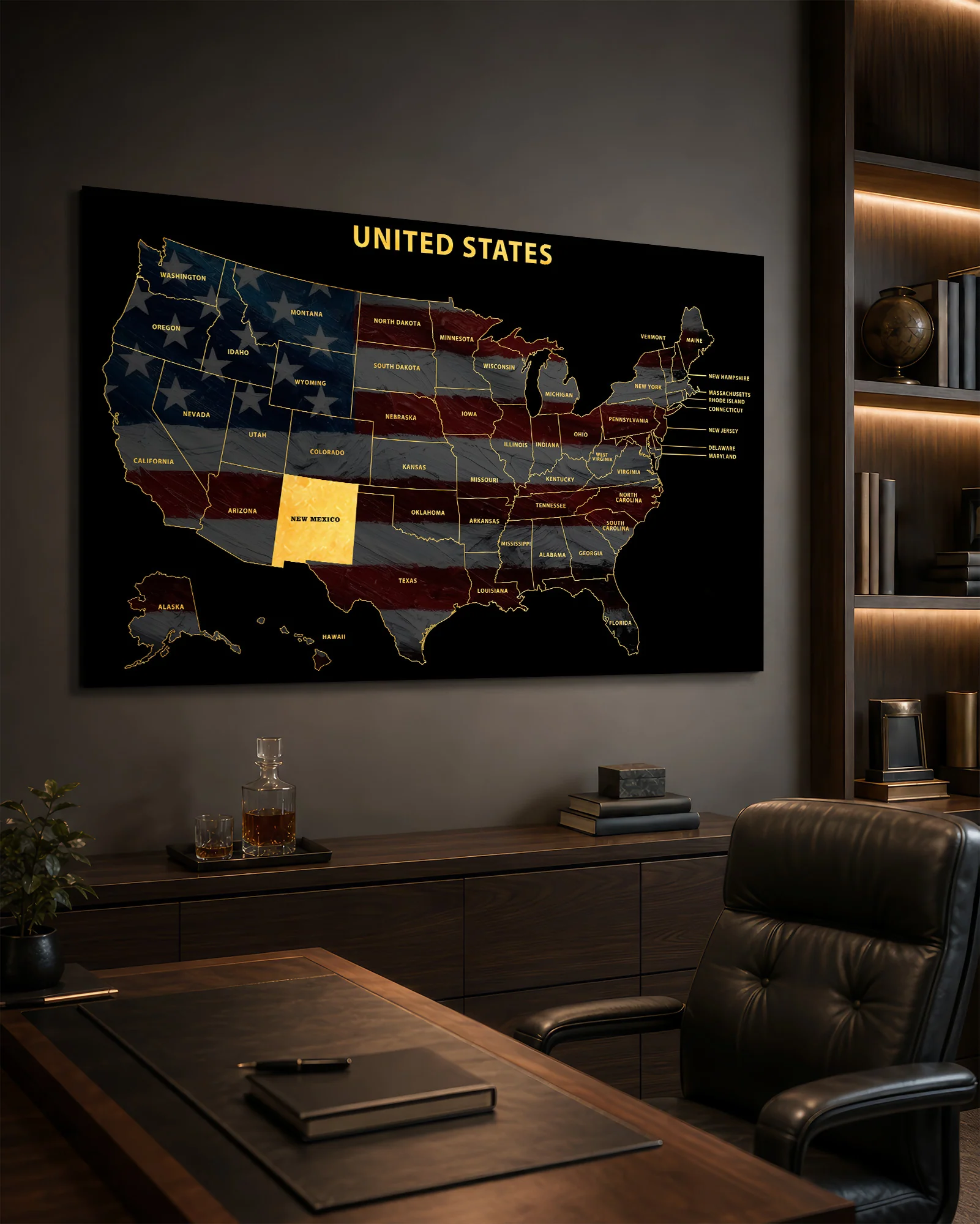 New Mexico State Map — Haptic 3D Embossed Metal Wall Art - Image 4