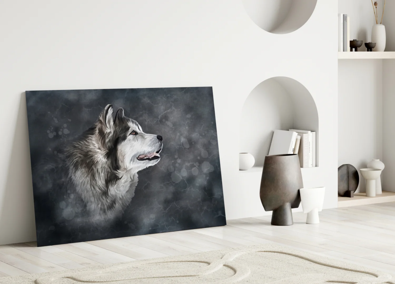 Nordic Husky Profile Glass Wall Art - Image 3