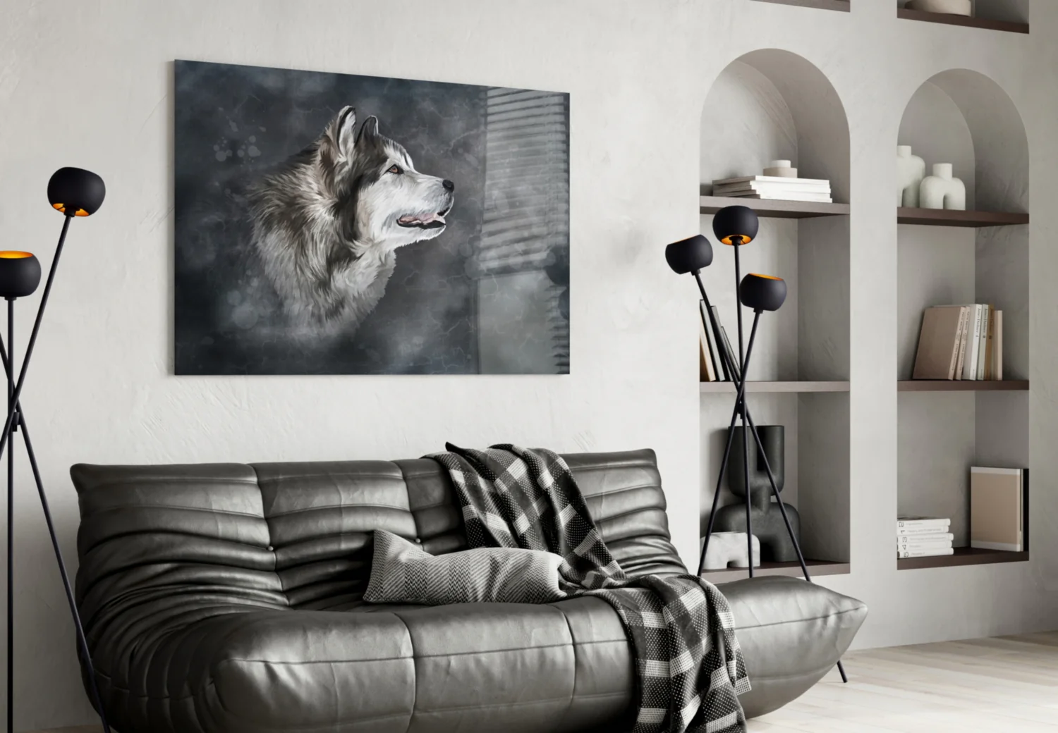 Nordic Husky Profile Glass Wall Art - Image 4