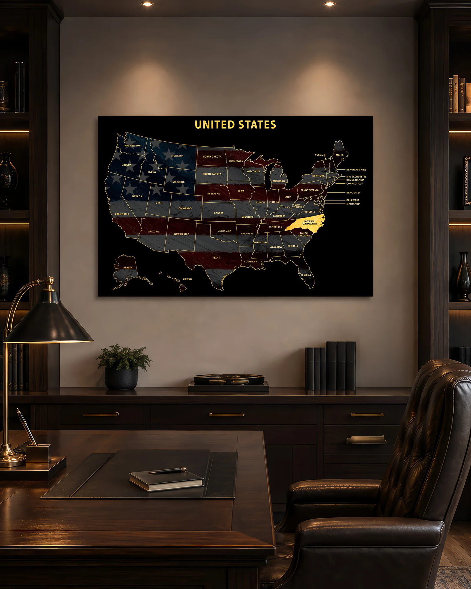 North Carolina State Map — Haptic 3D Embossed Metal Wall Art - Image 8