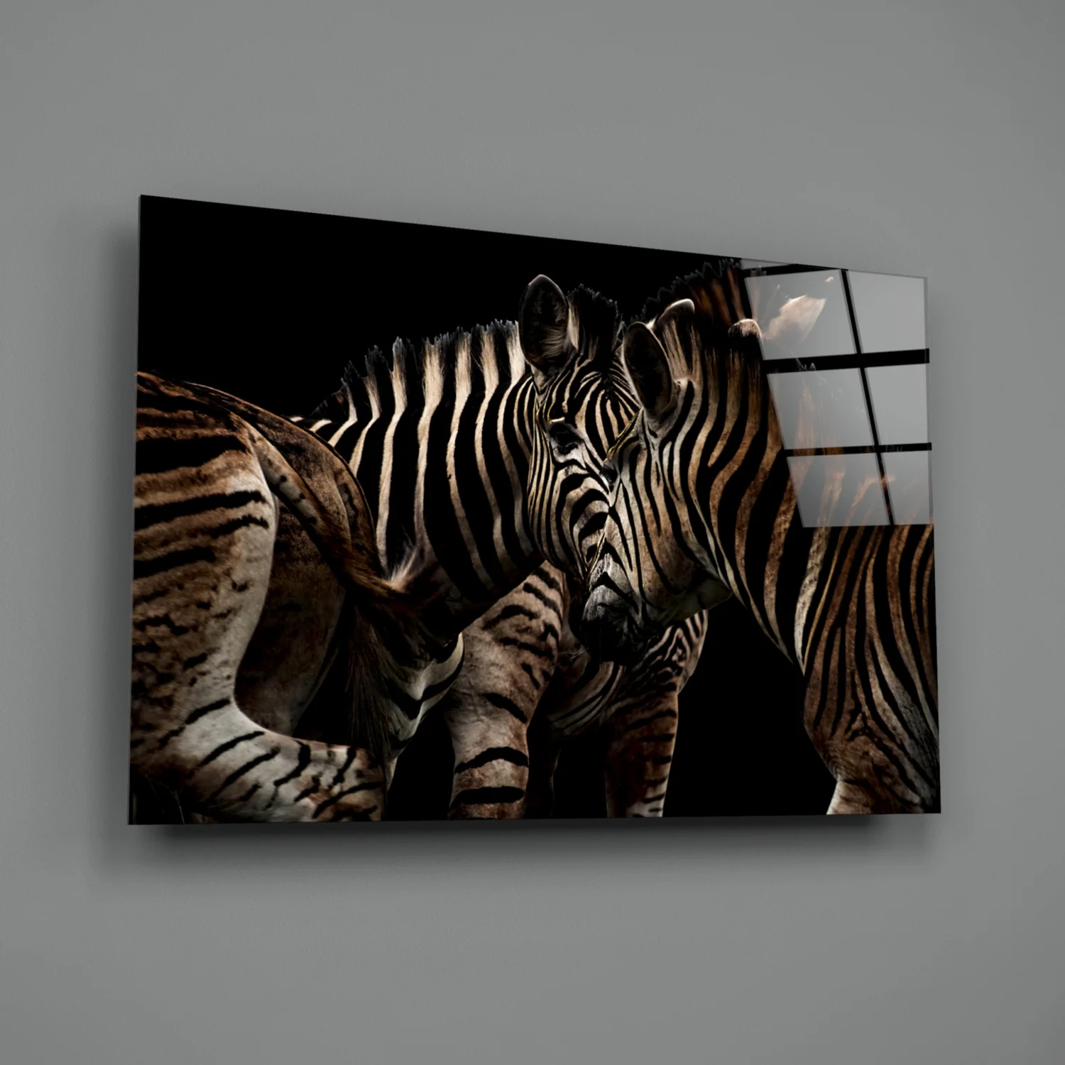 Nuzzling Zebra Pair Glass Wall Art - Image 3