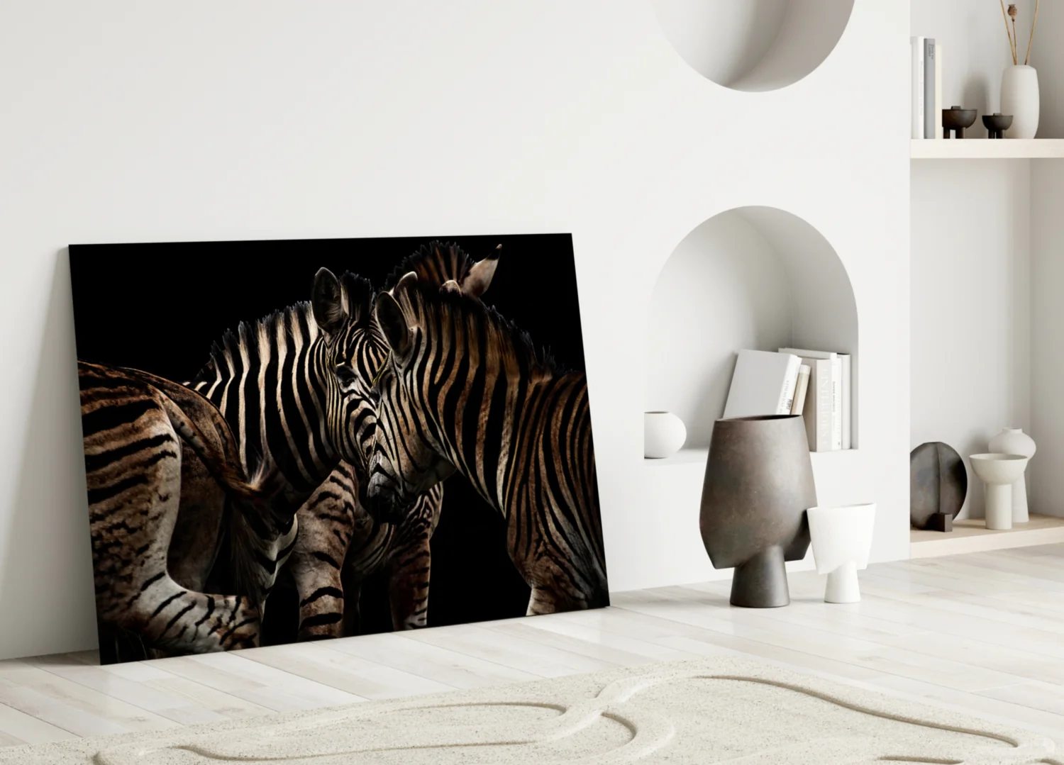 Nuzzling Zebra Pair Glass Wall Art - Image 4