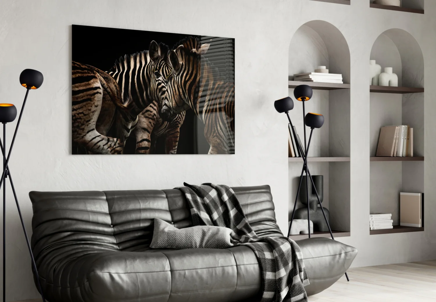 Nuzzling Zebra Pair Glass Wall Art - Image 5