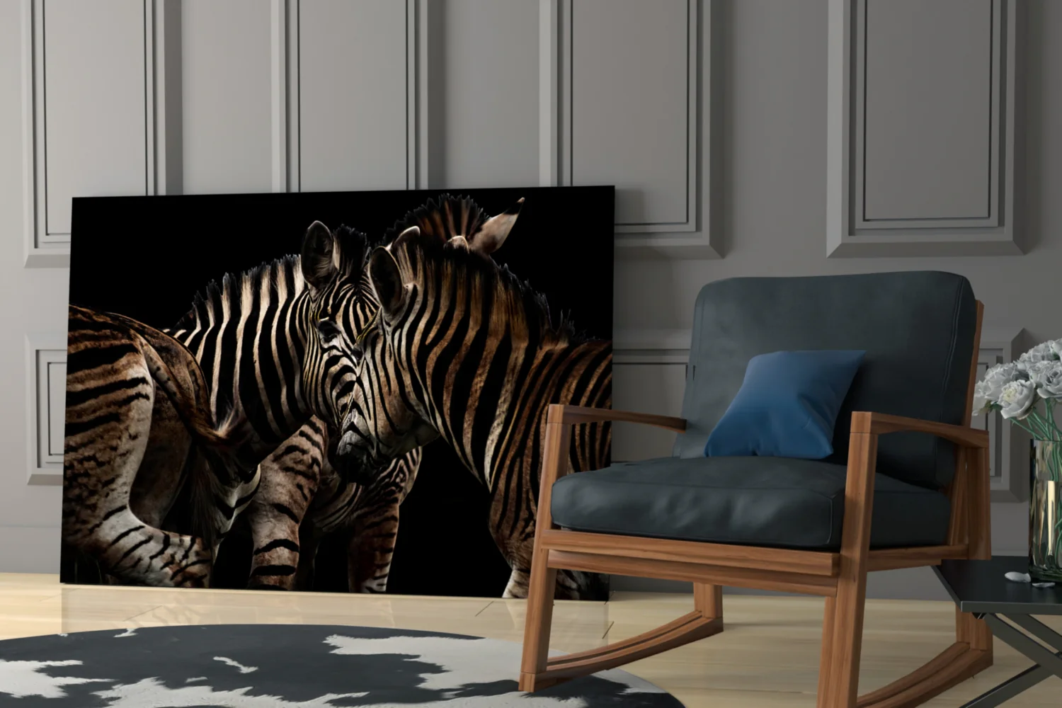 Nuzzling Zebra Pair Glass Wall Art - Image 7