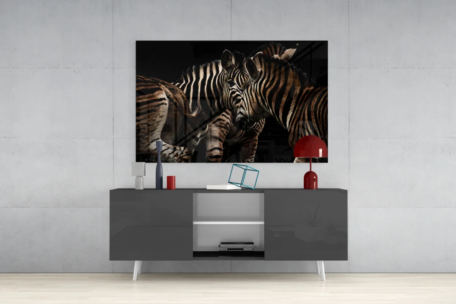 Nuzzling Zebra Pair Glass Wall Art - Image 9