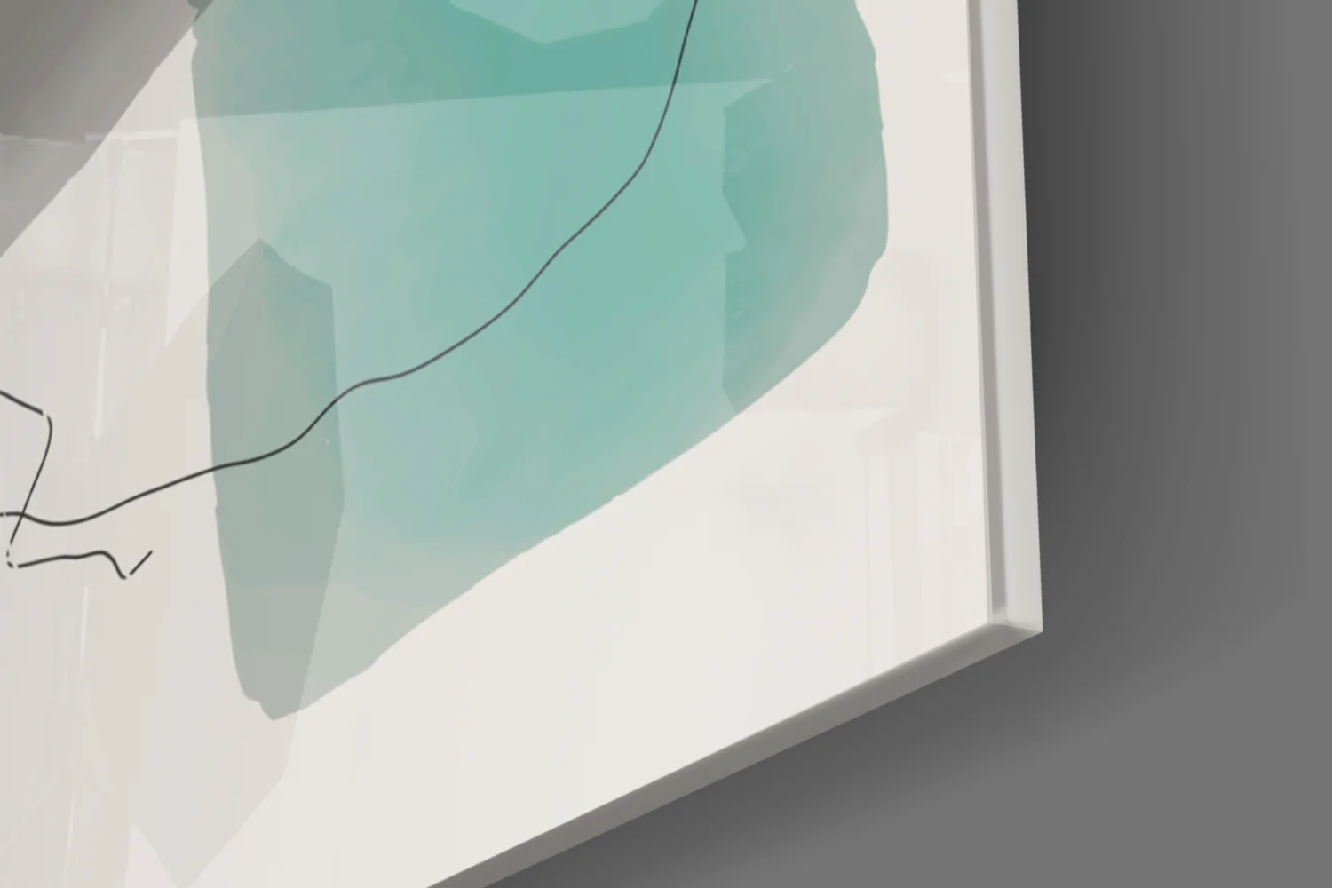 Ochre Grey Teal Watercolor Blocks Glass Wall Art - Image 8
