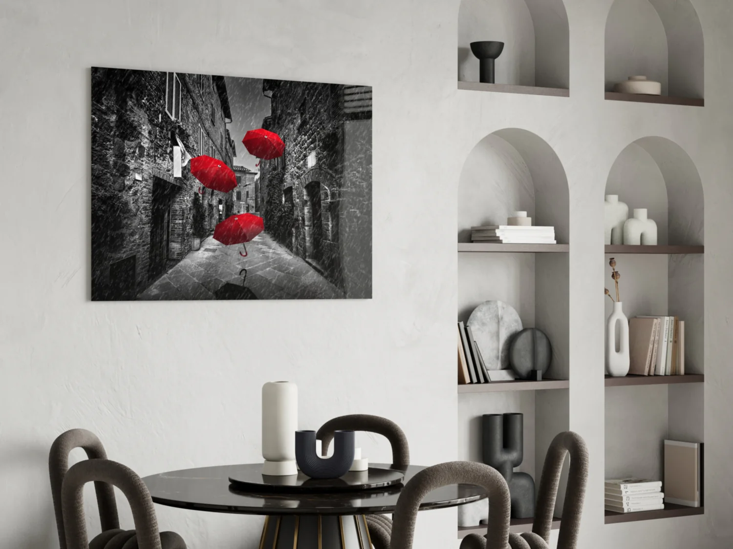 Red Umbrellas Glass Wall Art - Image 6