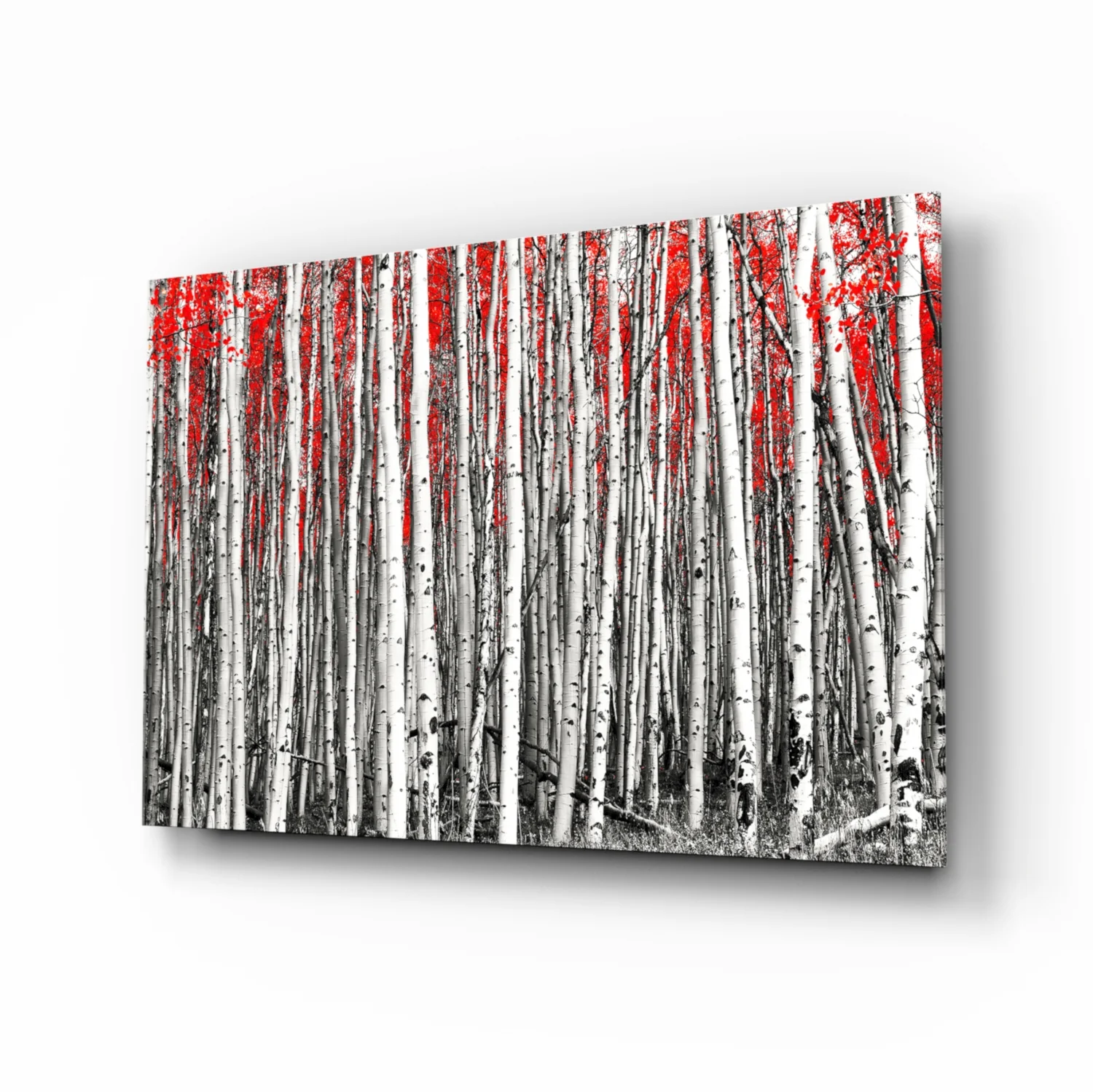 Red Forest Glass Wall Art - Image 2