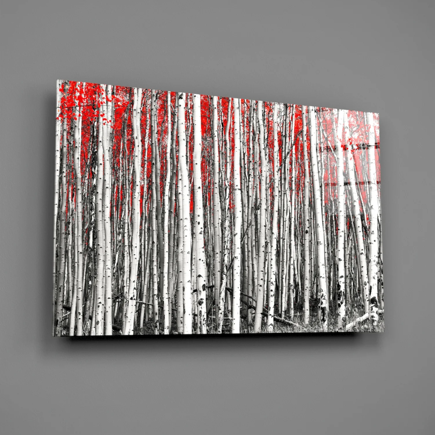 Red Forest Glass Wall Art - Image 3