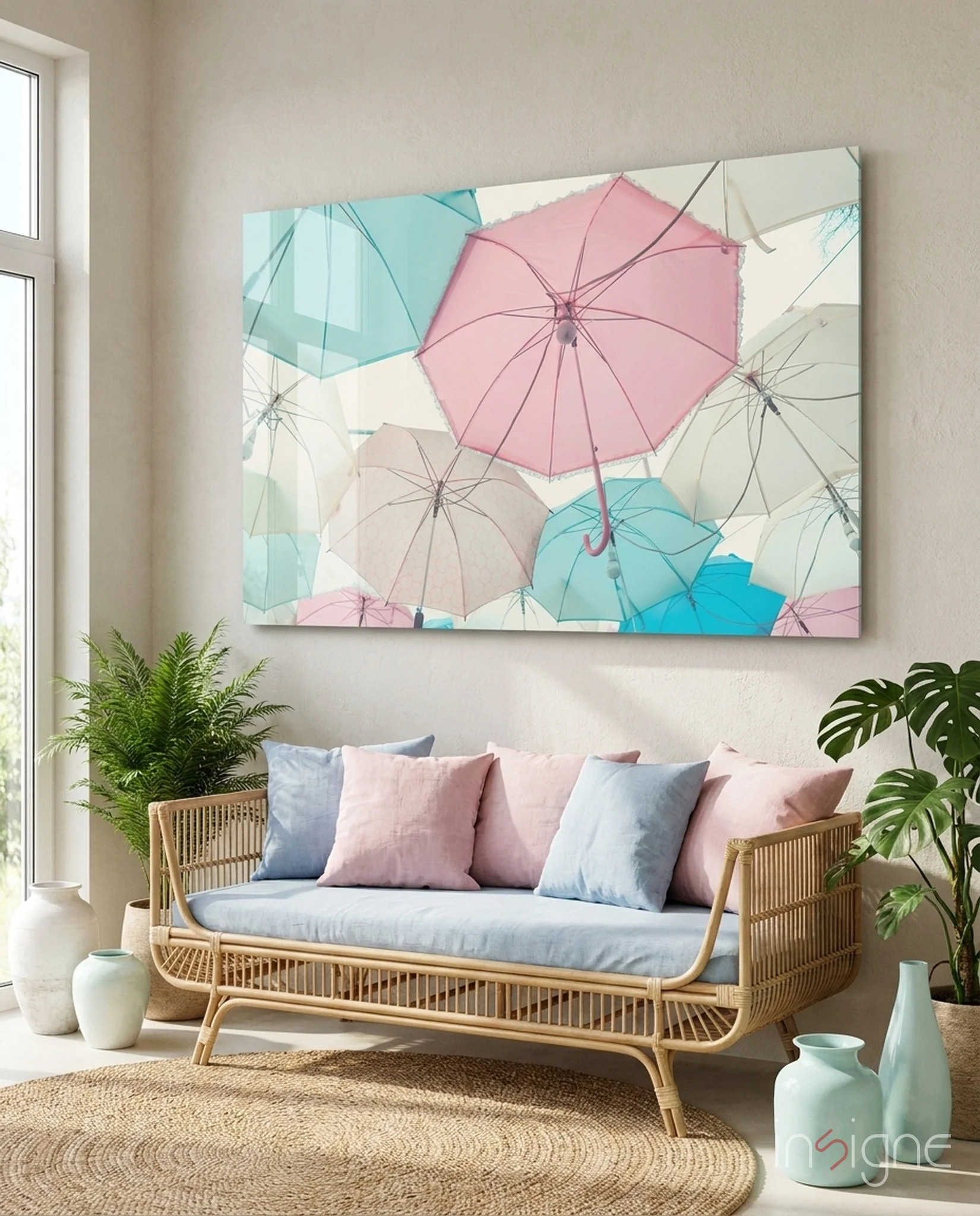 Umbrellas Glass Wall Art