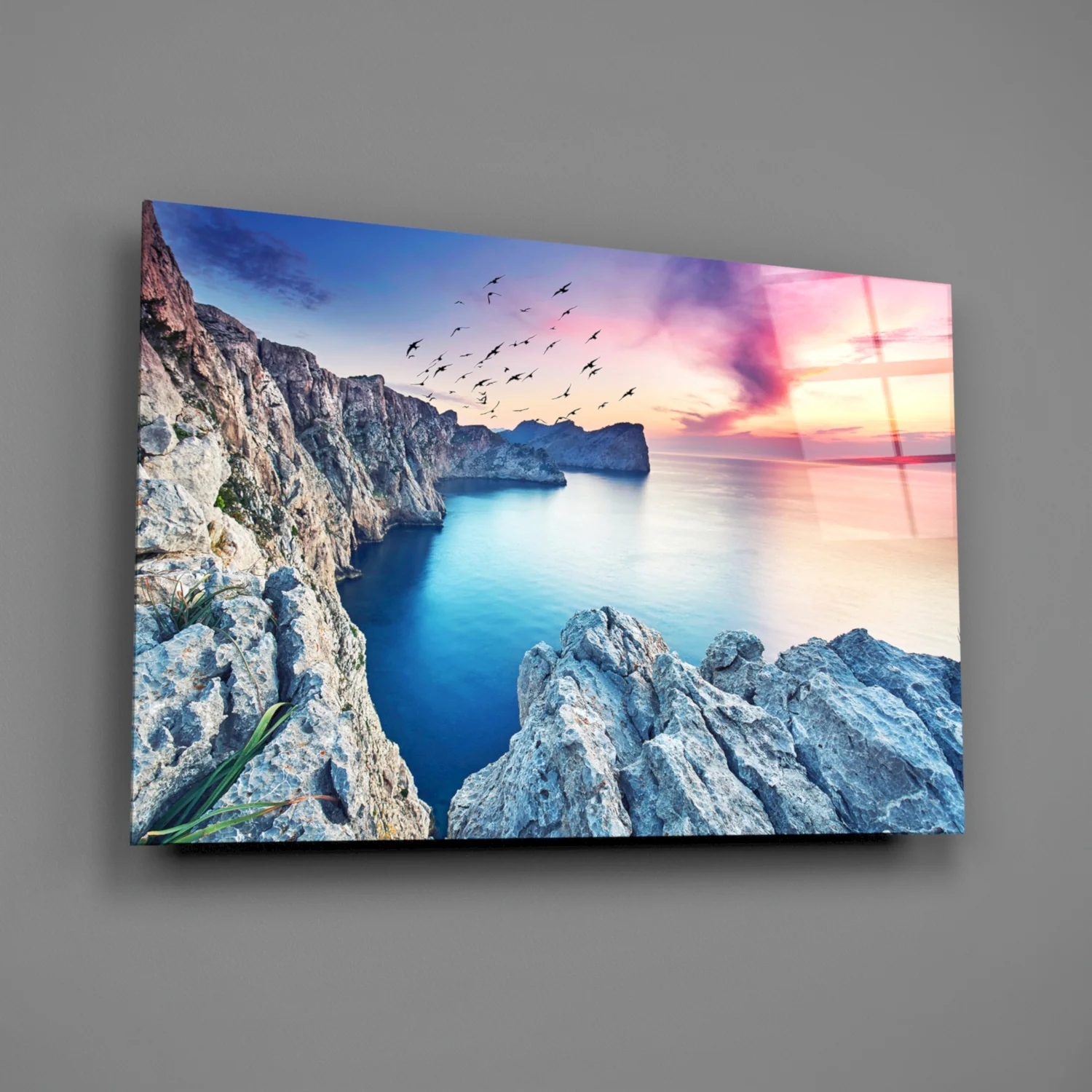 Red Sunset Glass Wall Art - Image 2