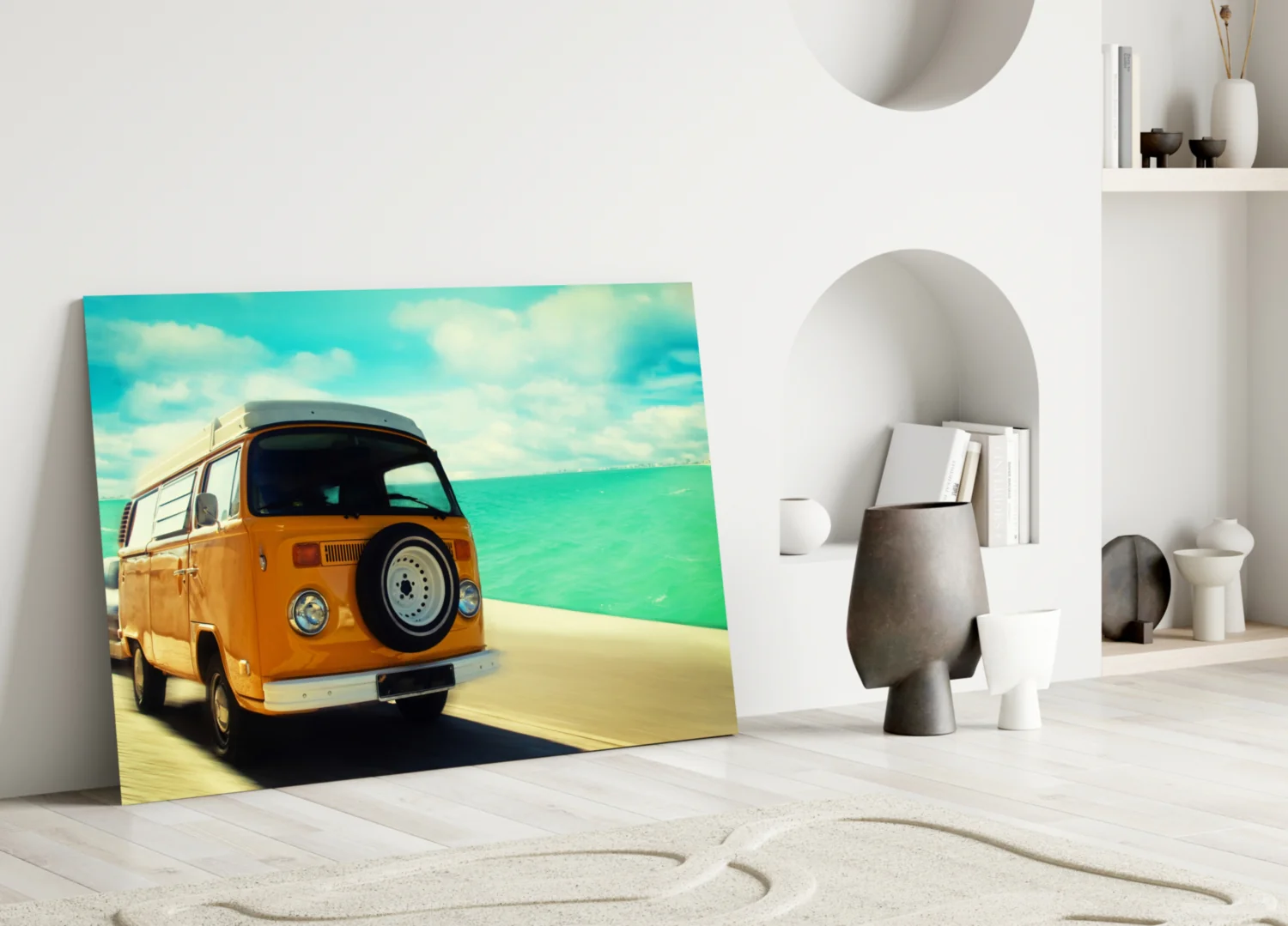 Retro Bubble Minibus Glass Wall Art - Image 3