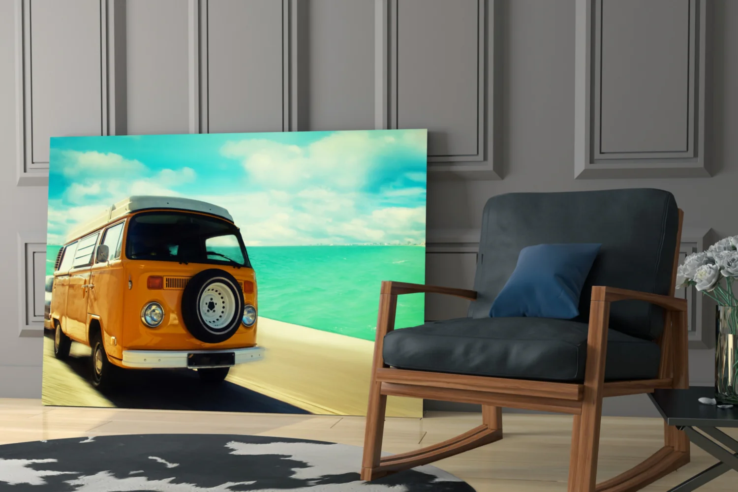 Retro Bubble Minibus Glass Wall Art - Image 6