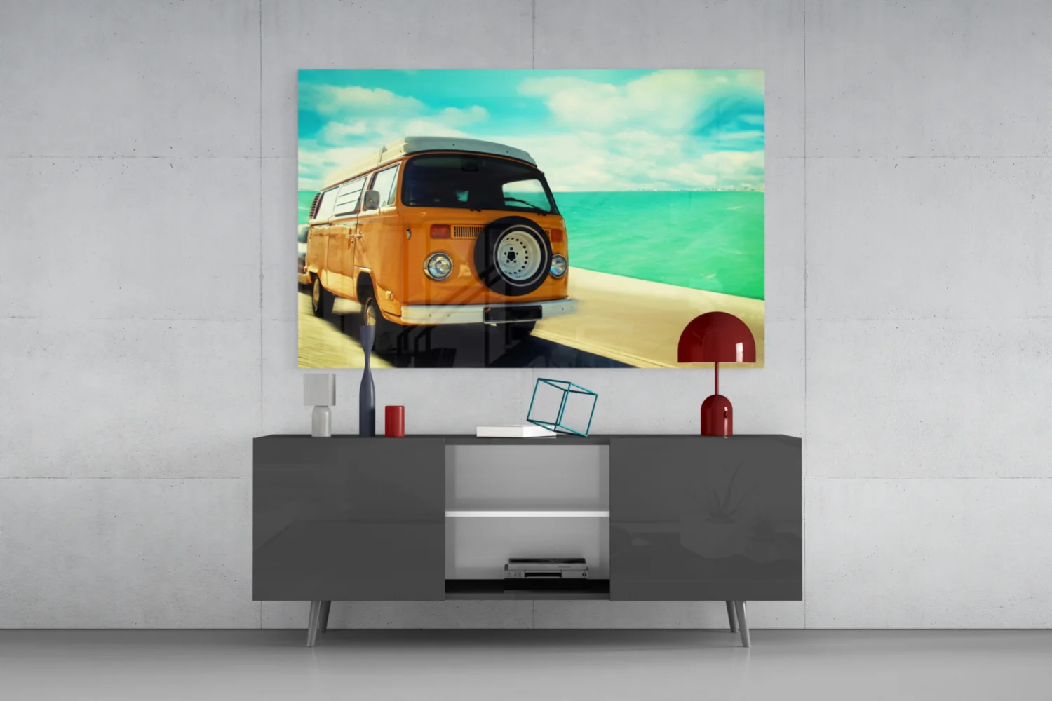 Retro Bubble Minibus Glass Wall Art - Image 8