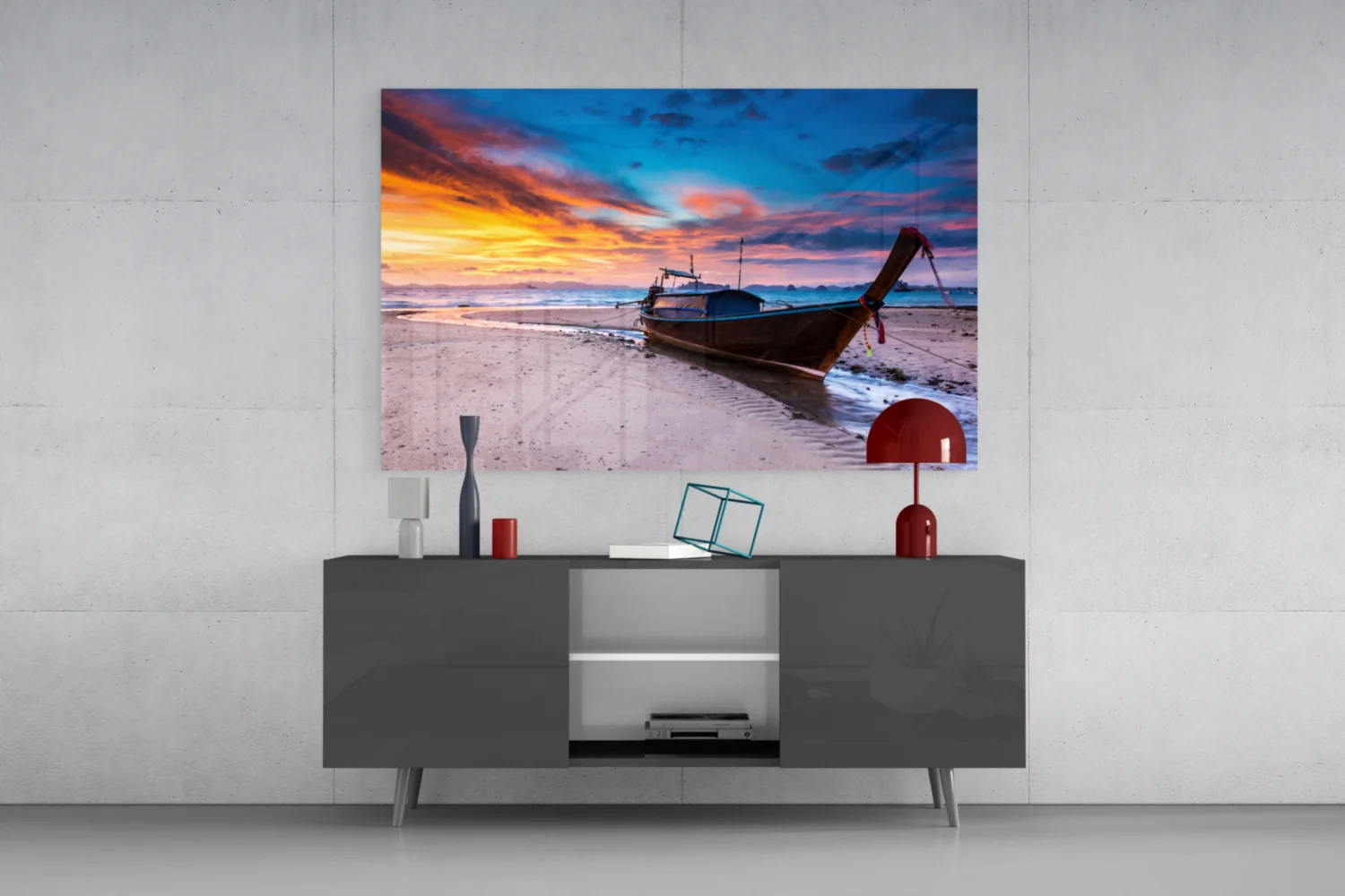 Red Sky Glass Wall Art - Image 8