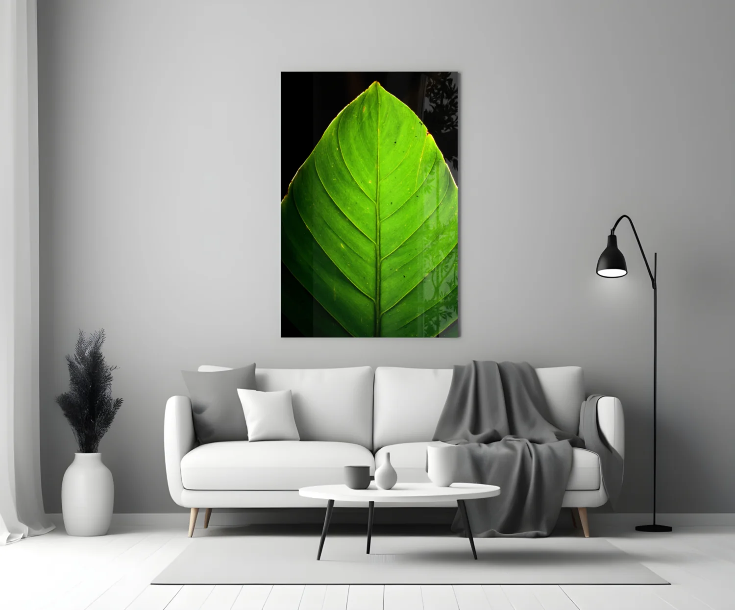 Green Leaf Glass Wall Art - Image 3
