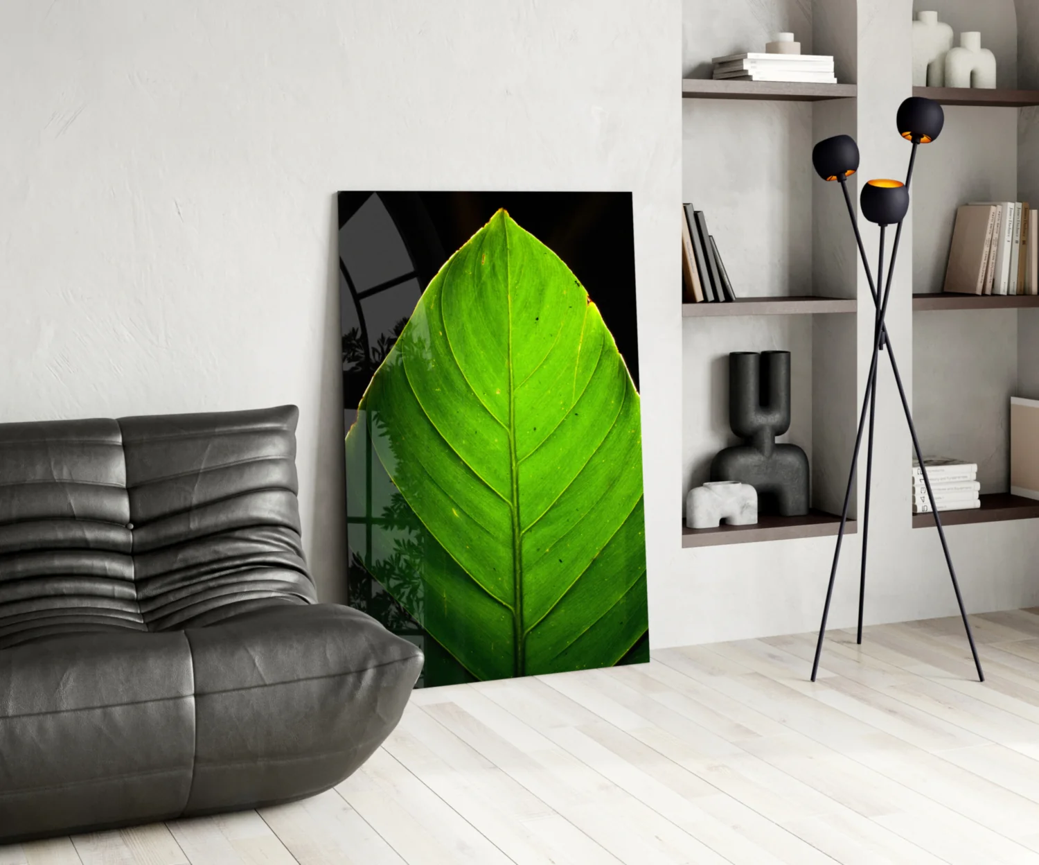 Green Leaf Glass Wall Art - Image 5