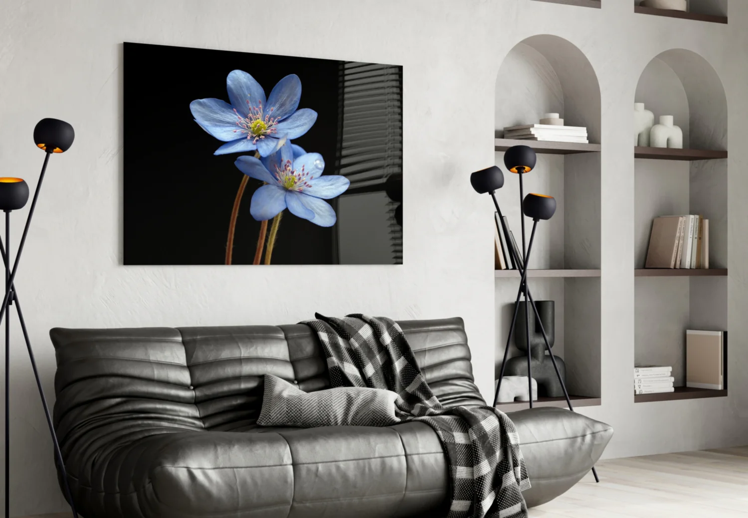 Blue Flower Glass Wall Art - Image 4