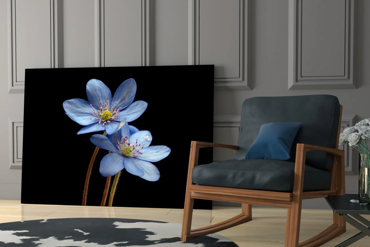 Blue Flower Glass Wall Art - Image 6