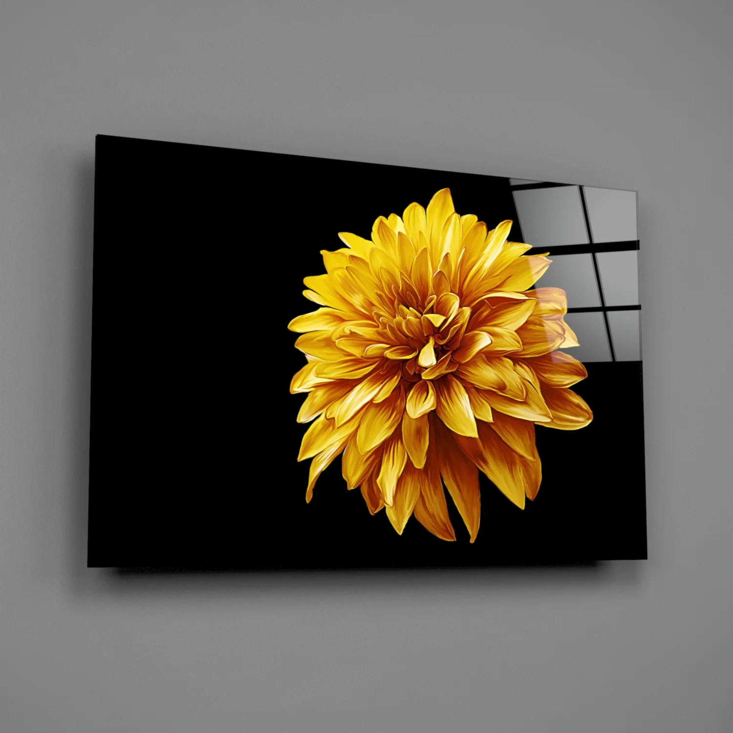 Yellow Flower Glass Wall Art - Image 2