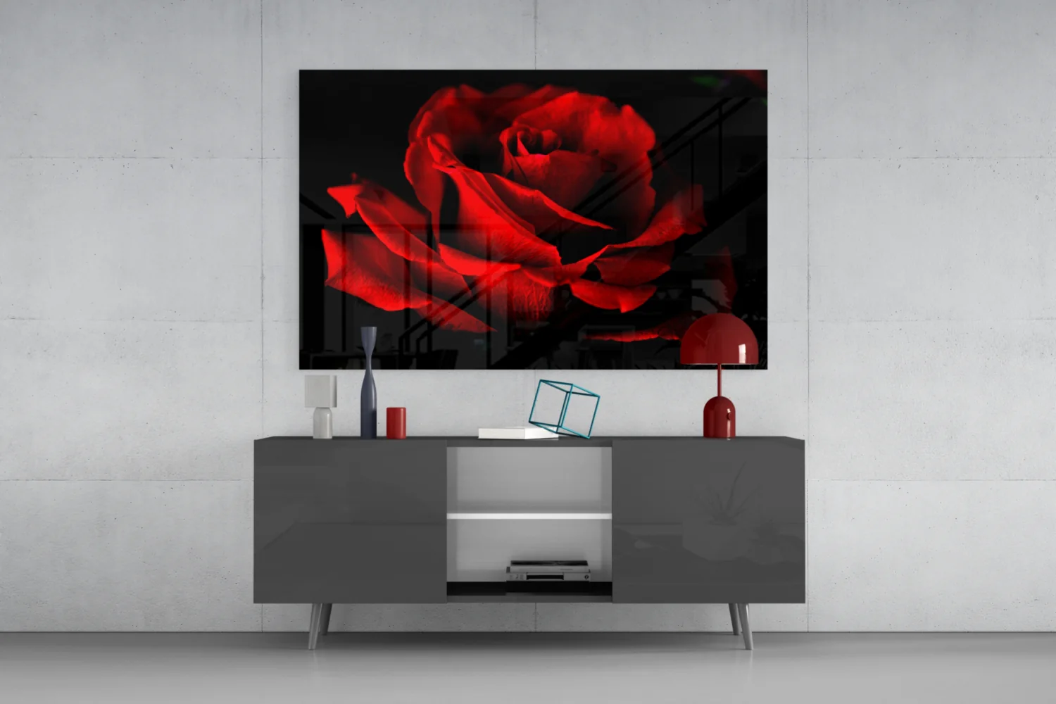 Red Rose Glass Wall Art - Image 8