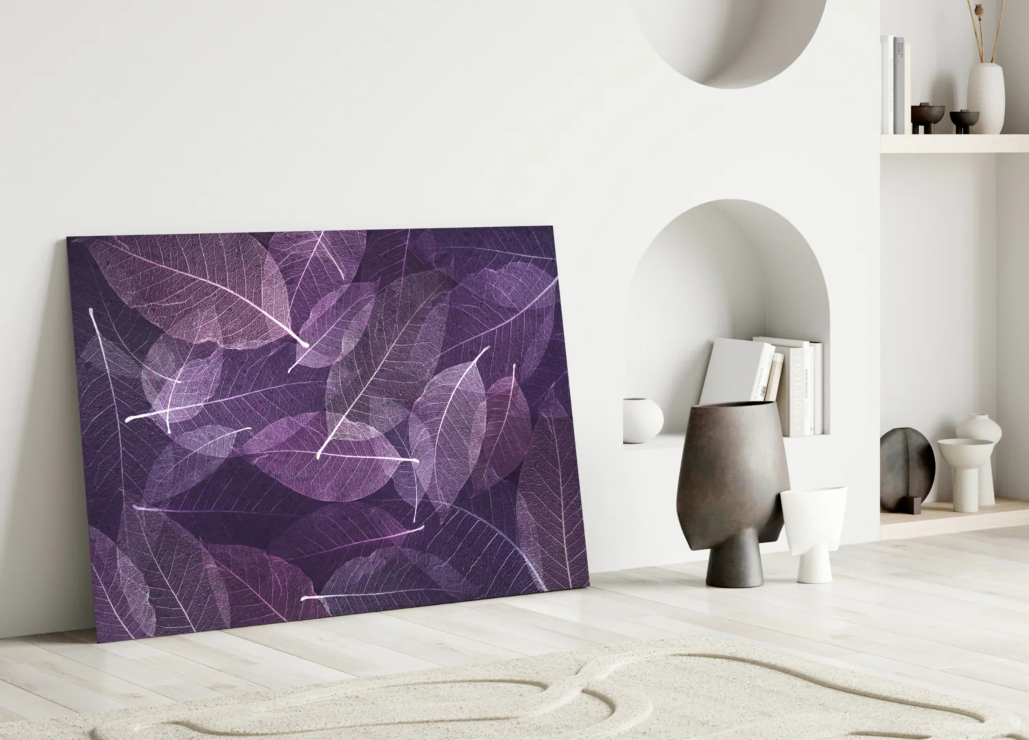 Purple Leaf Glass Wall Art - Image 3