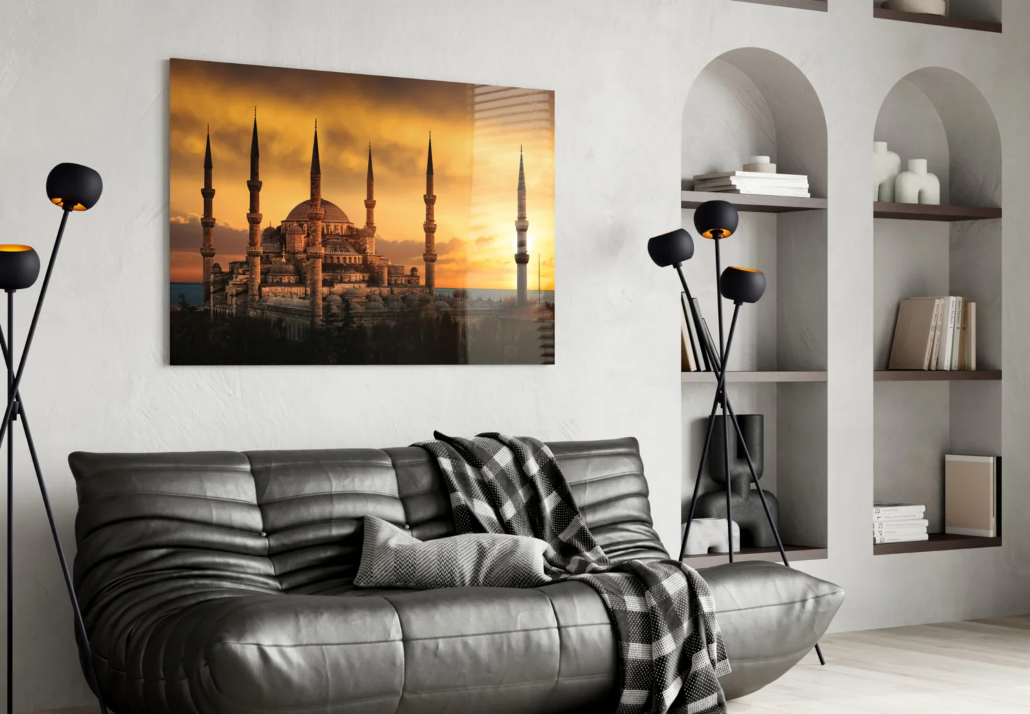 Blue Mosque Glass Wall Art - Image 4